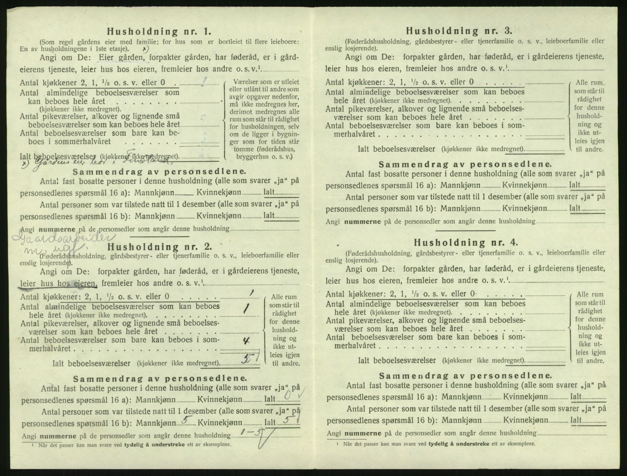 SAK, 1920 census for Grindheim, 1920, p. 400