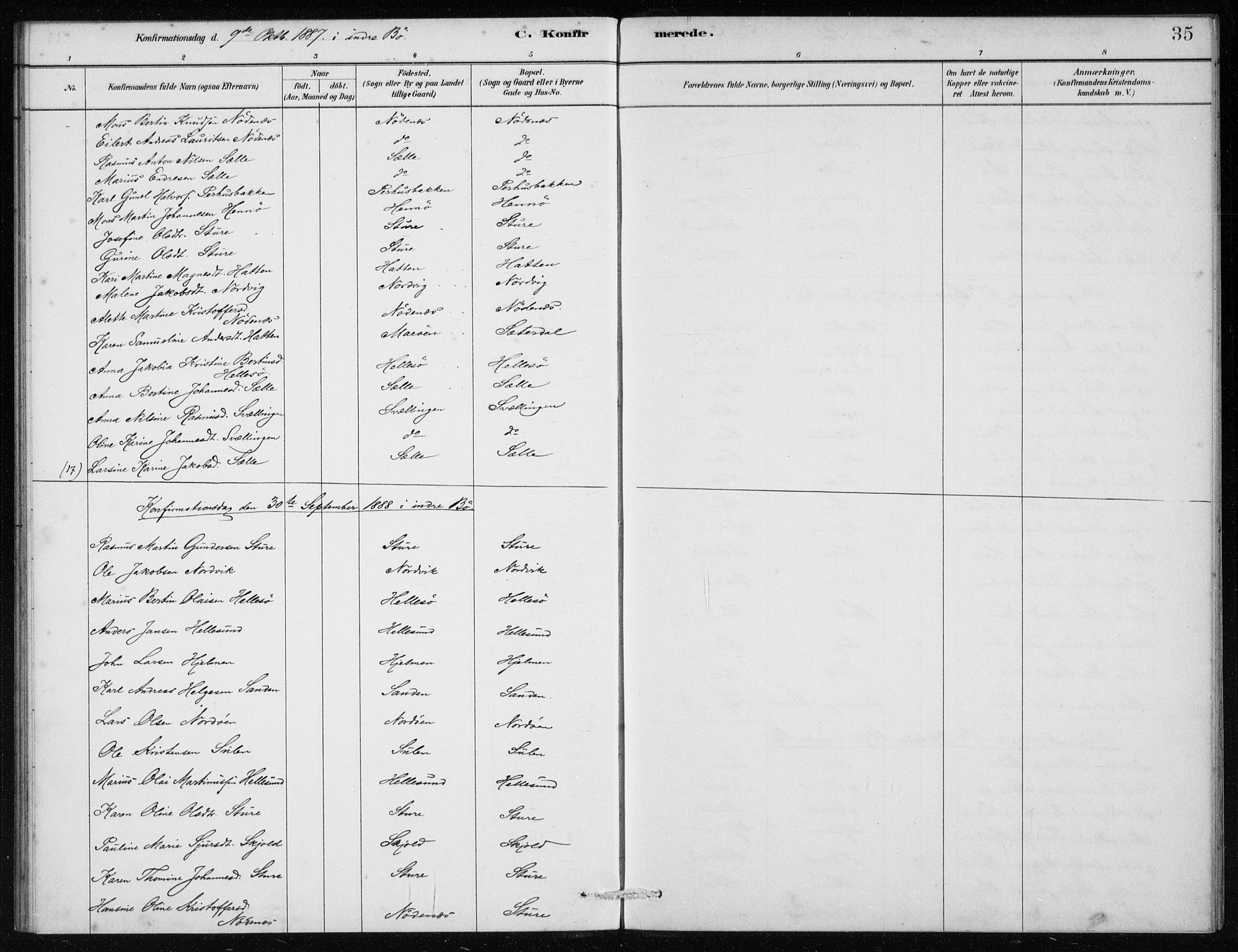 Manger sokneprestembete, AV/SAB-A-76801/H/Haa: Parish register (official) no. E  1, 1881-1890, p. 35