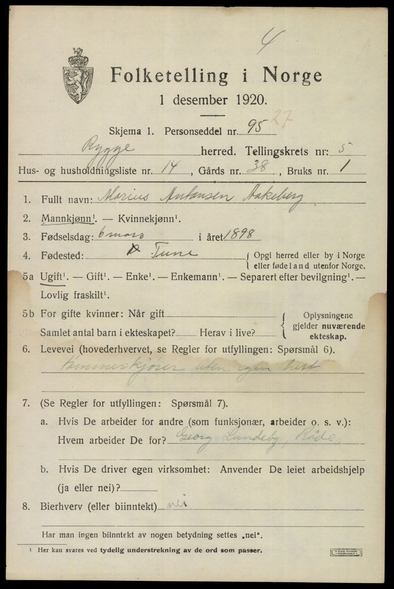 SAO, 1920 census for Rygge, 1920, p. 9759