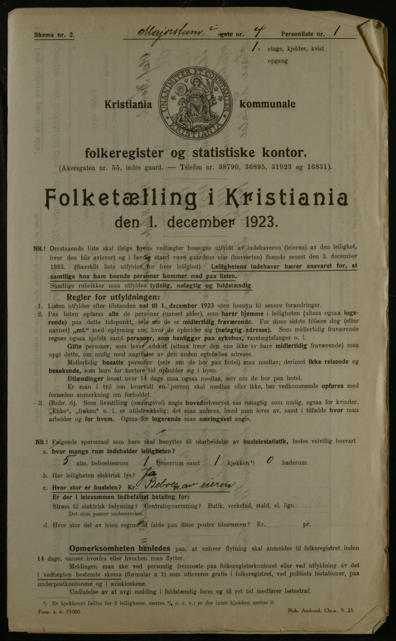 OBA, Municipal Census 1923 for Kristiania, 1923, p. 66236