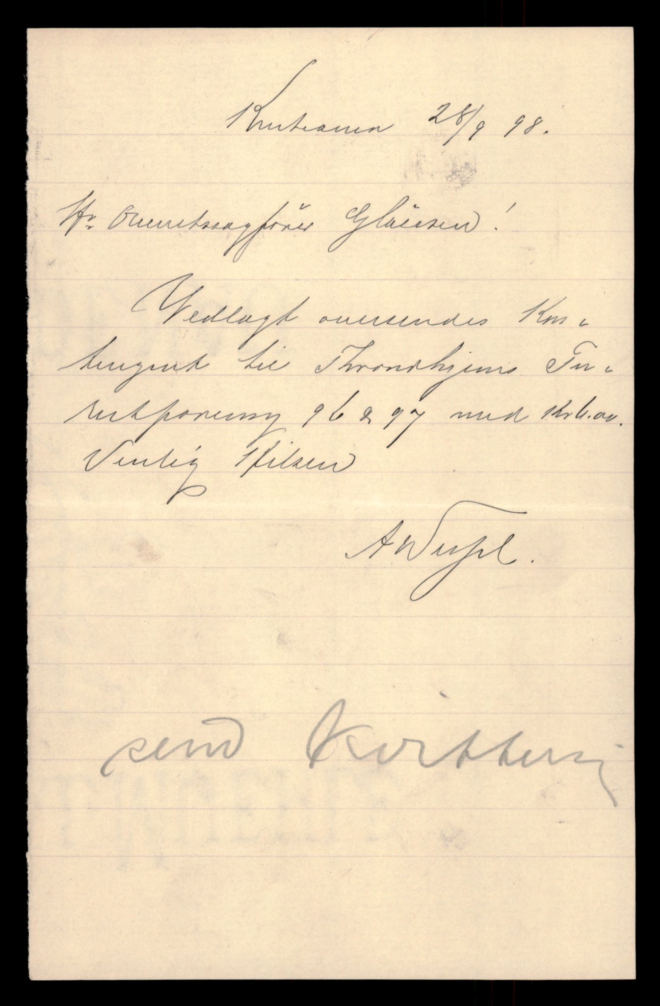 Trondhjems turistforening, AV/SAT-PA-0669/Da/L0005: Korrespondanse, 1898-1901, p. 210