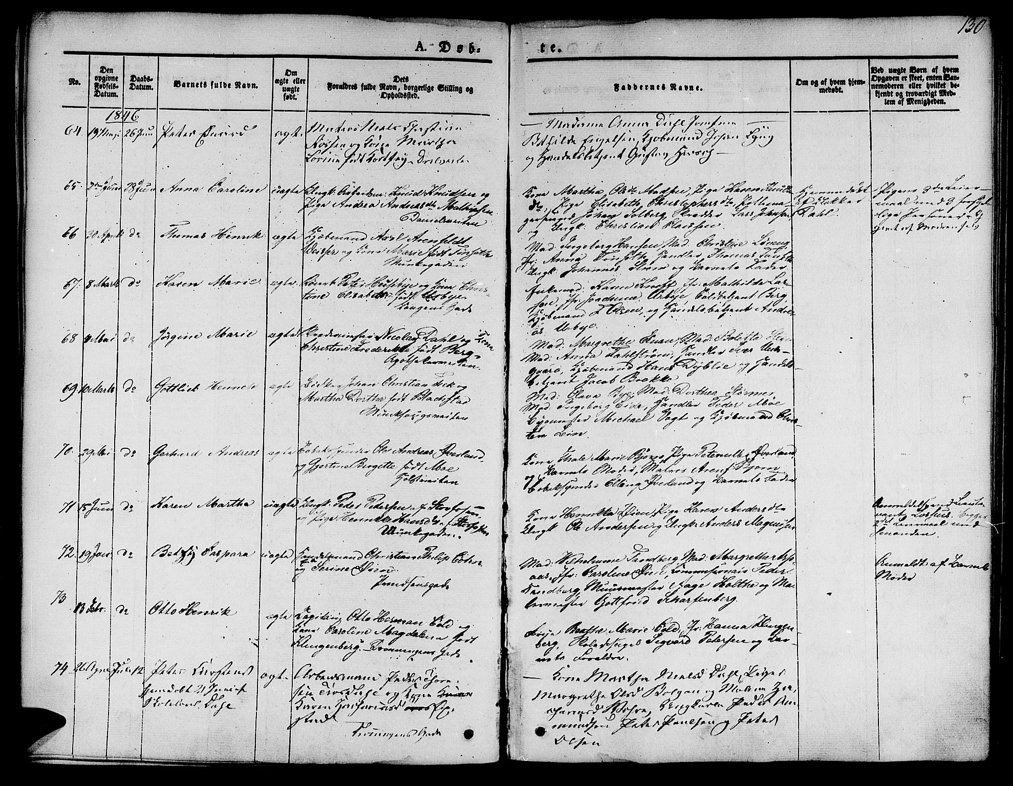 Ministerialprotokoller, klokkerbøker og fødselsregistre - Sør-Trøndelag, SAT/A-1456/601/L0048: Parish register (official) no. 601A16, 1840-1847, p. 130