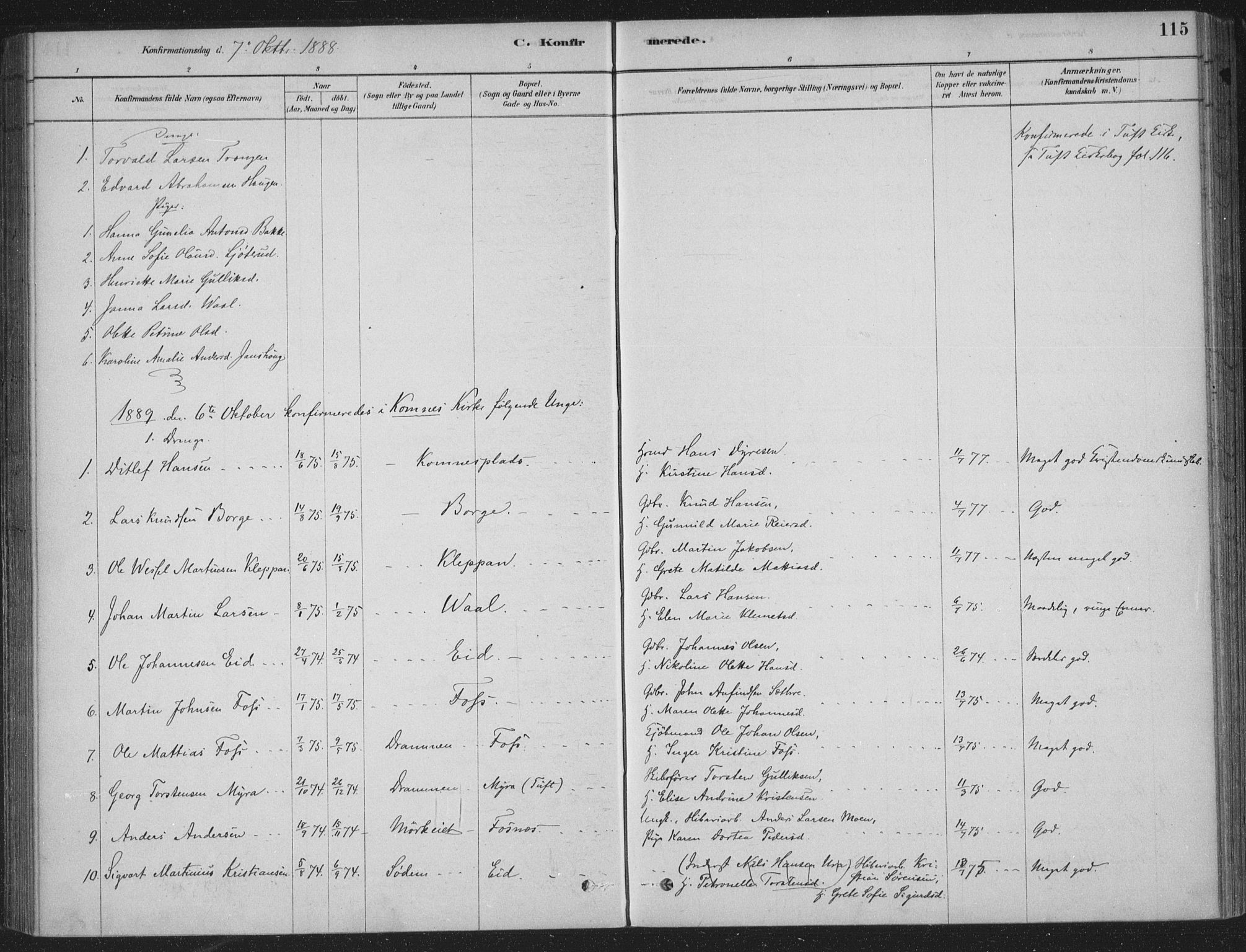 Sandsvær kirkebøker, AV/SAKO-A-244/F/Fe/L0001: Parish register (official) no. V 1, 1878-1936, p. 115