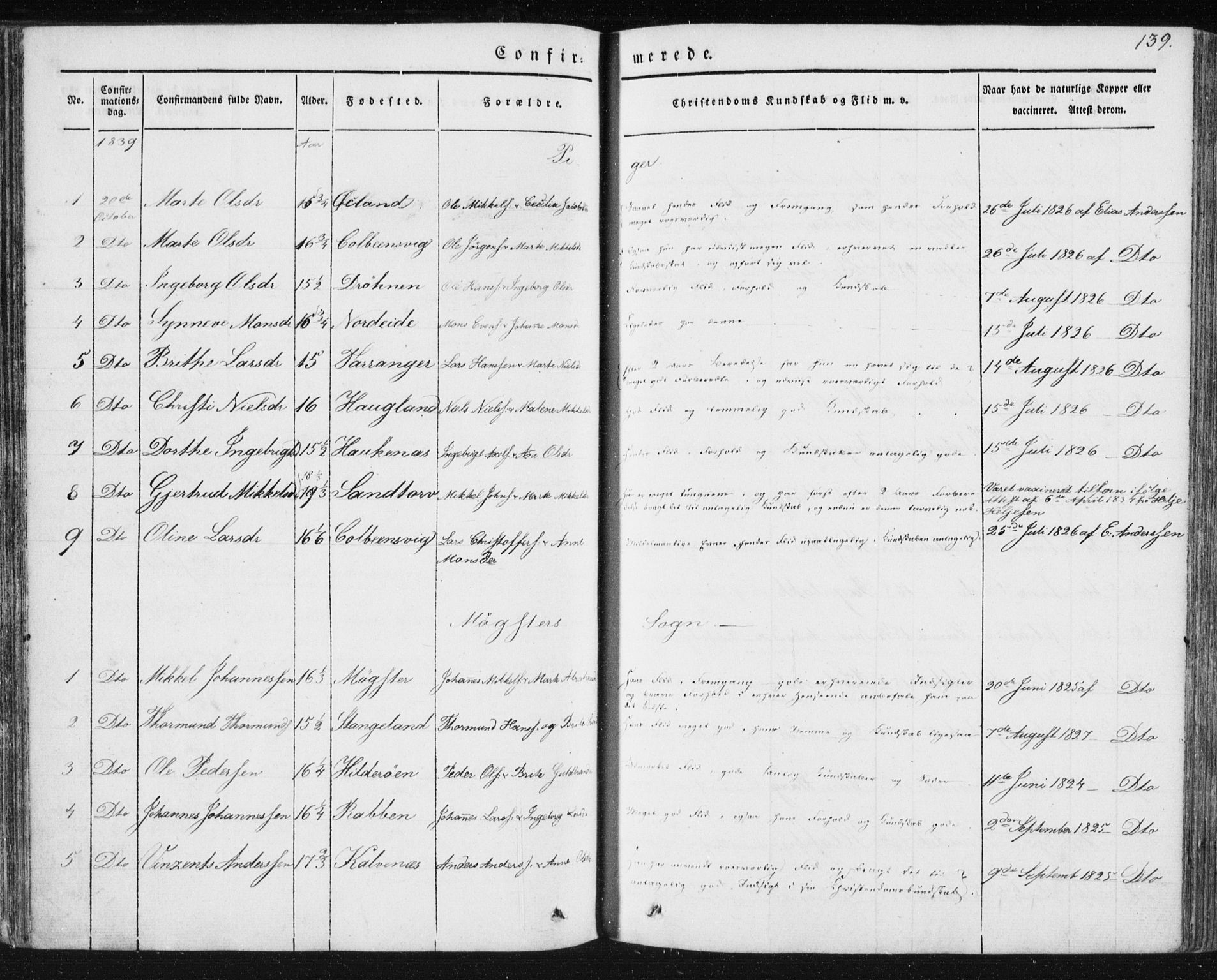 Sund sokneprestembete, AV/SAB-A-99930: Parish register (official) no. A 13, 1835-1849, p. 139