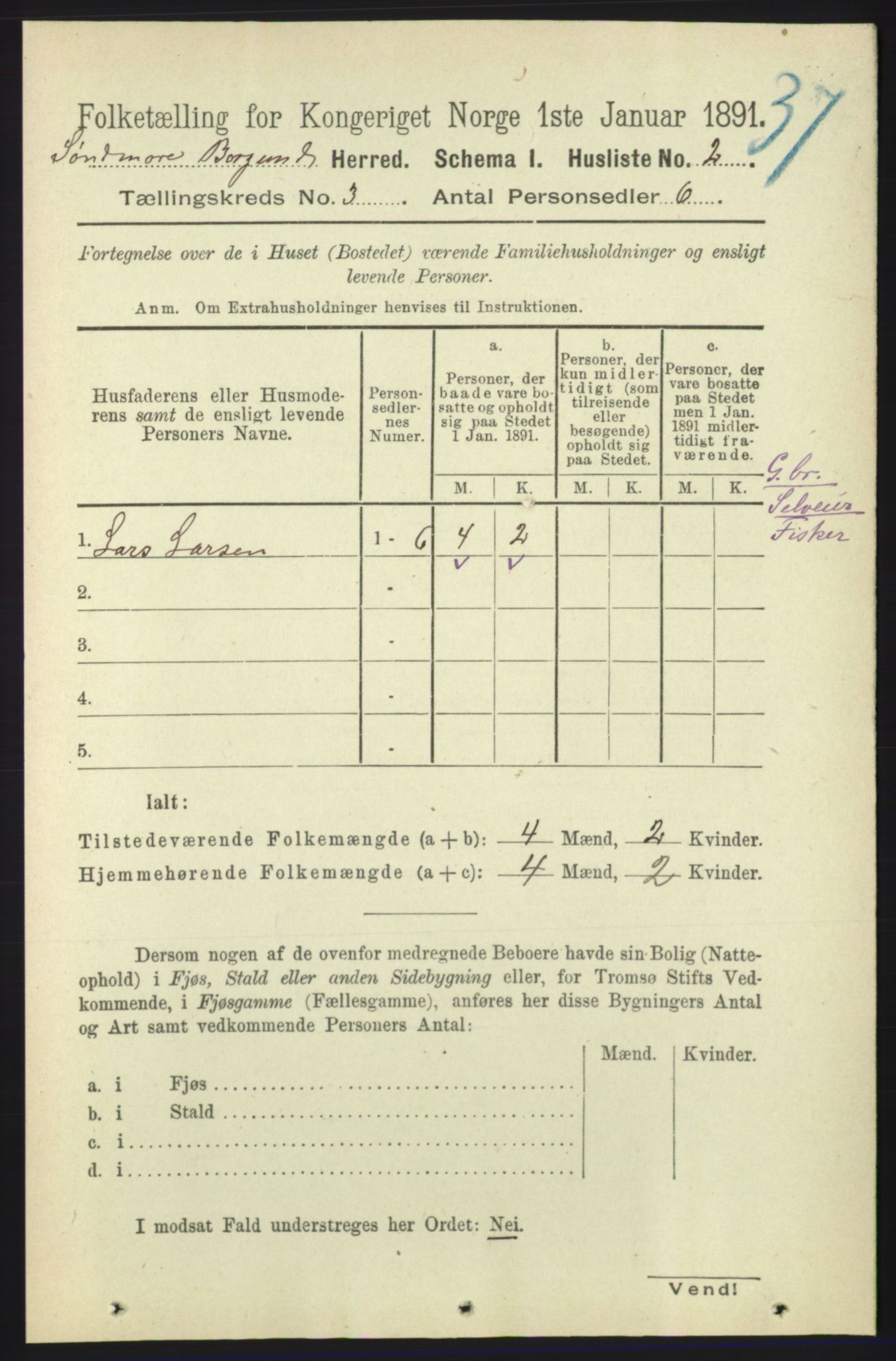 RA, 1891 census for 1531 Borgund, 1891, p. 559
