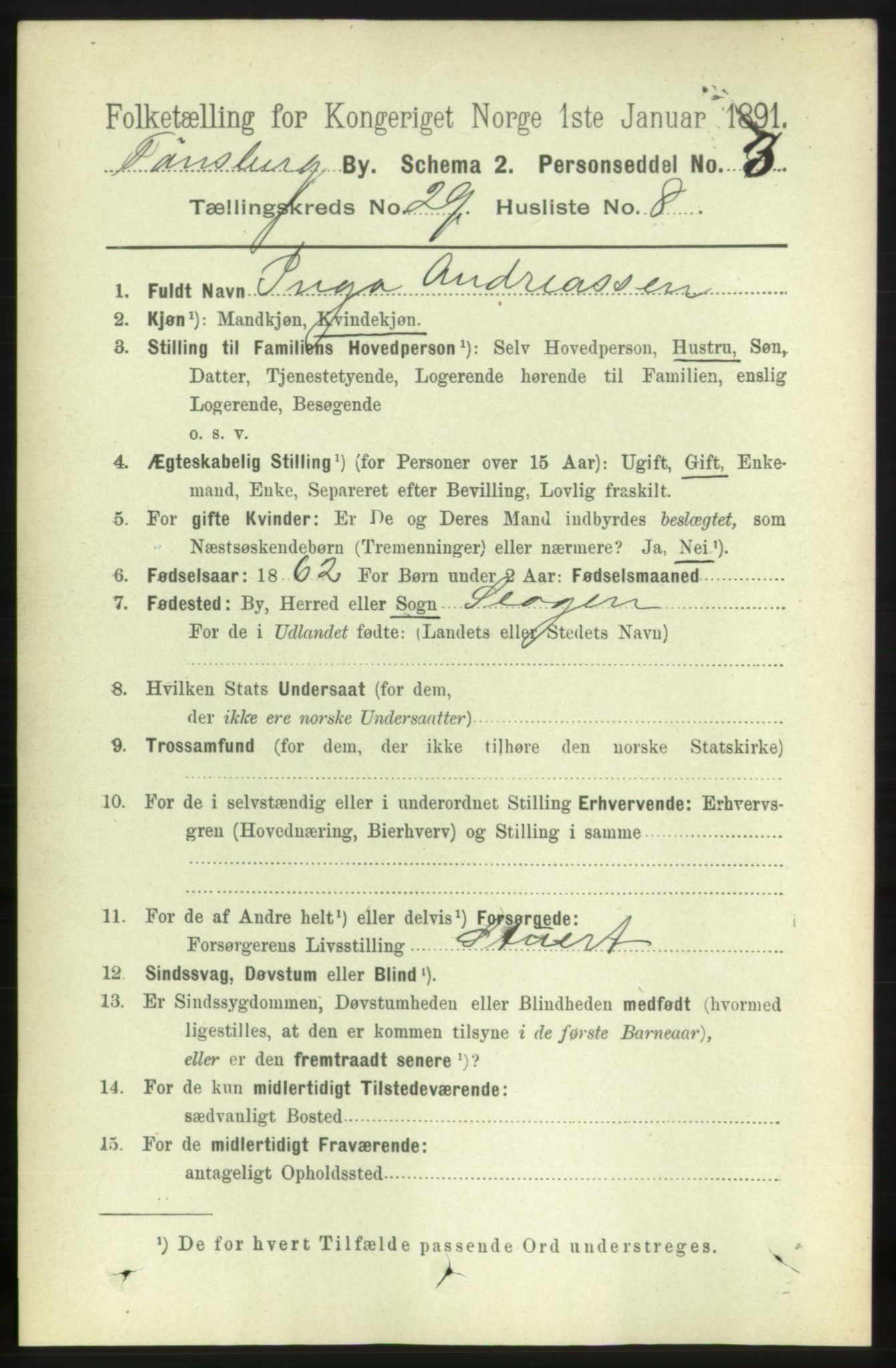 RA, 1891 census for 0705 Tønsberg, 1891, p. 7165