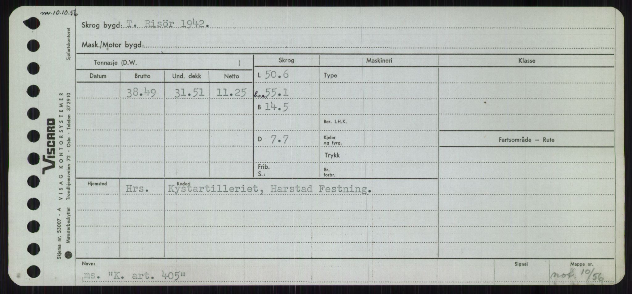 Sjøfartsdirektoratet med forløpere, Skipsmålingen, RA/S-1627/H/Ha/L0003/0001: Fartøy, Hilm-Mar / Fartøy, Hilm-Kol, p. 627