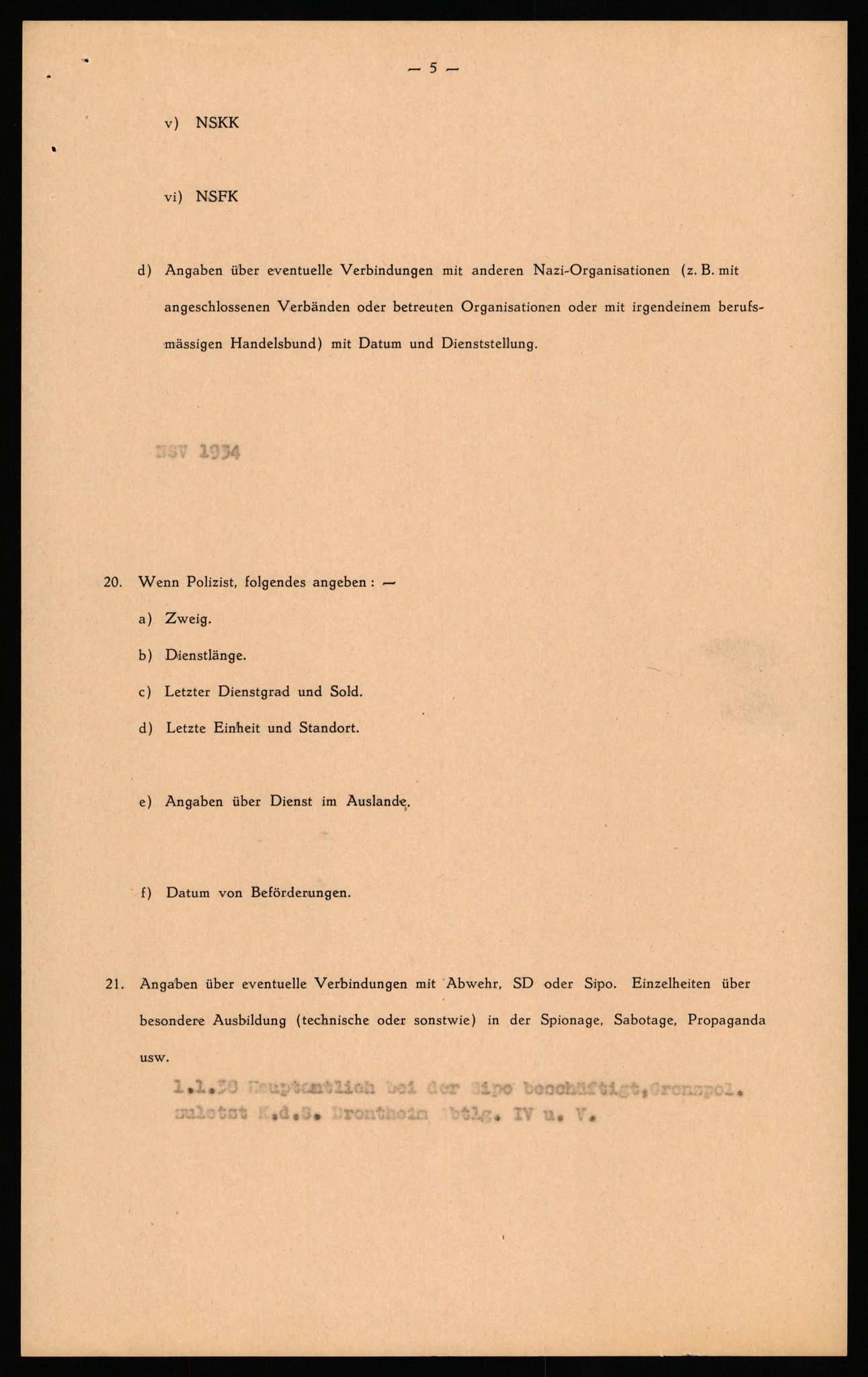 Forsvaret, Forsvarets overkommando II, AV/RA-RAFA-3915/D/Db/L0030: CI Questionaires. Tyske okkupasjonsstyrker i Norge. Tyskere., 1945-1946, p. 69