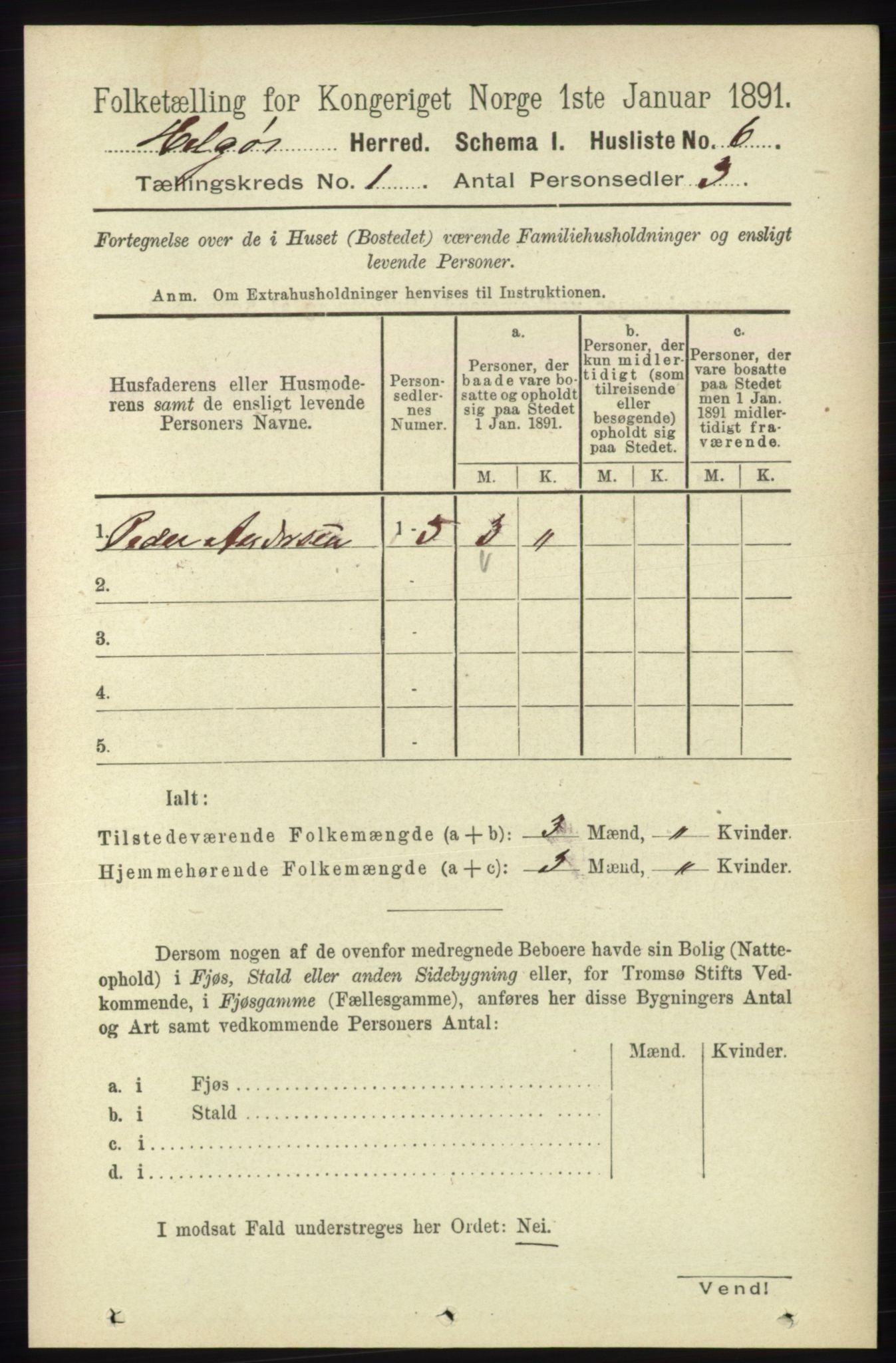 RA, 1891 census for 1935 Helgøy, 1891, p. 19