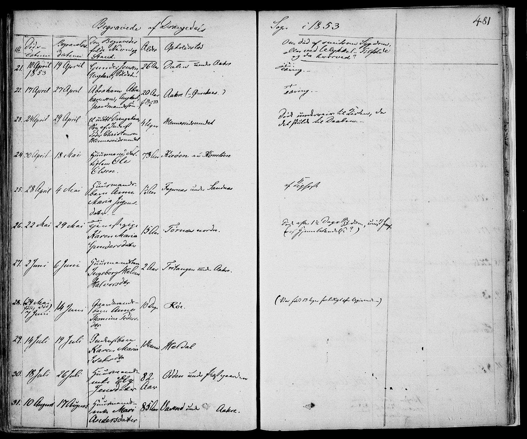 Drangedal kirkebøker, AV/SAKO-A-258/F/Fa/L0007a: Parish register (official) no. 7a, 1837-1856, p. 481