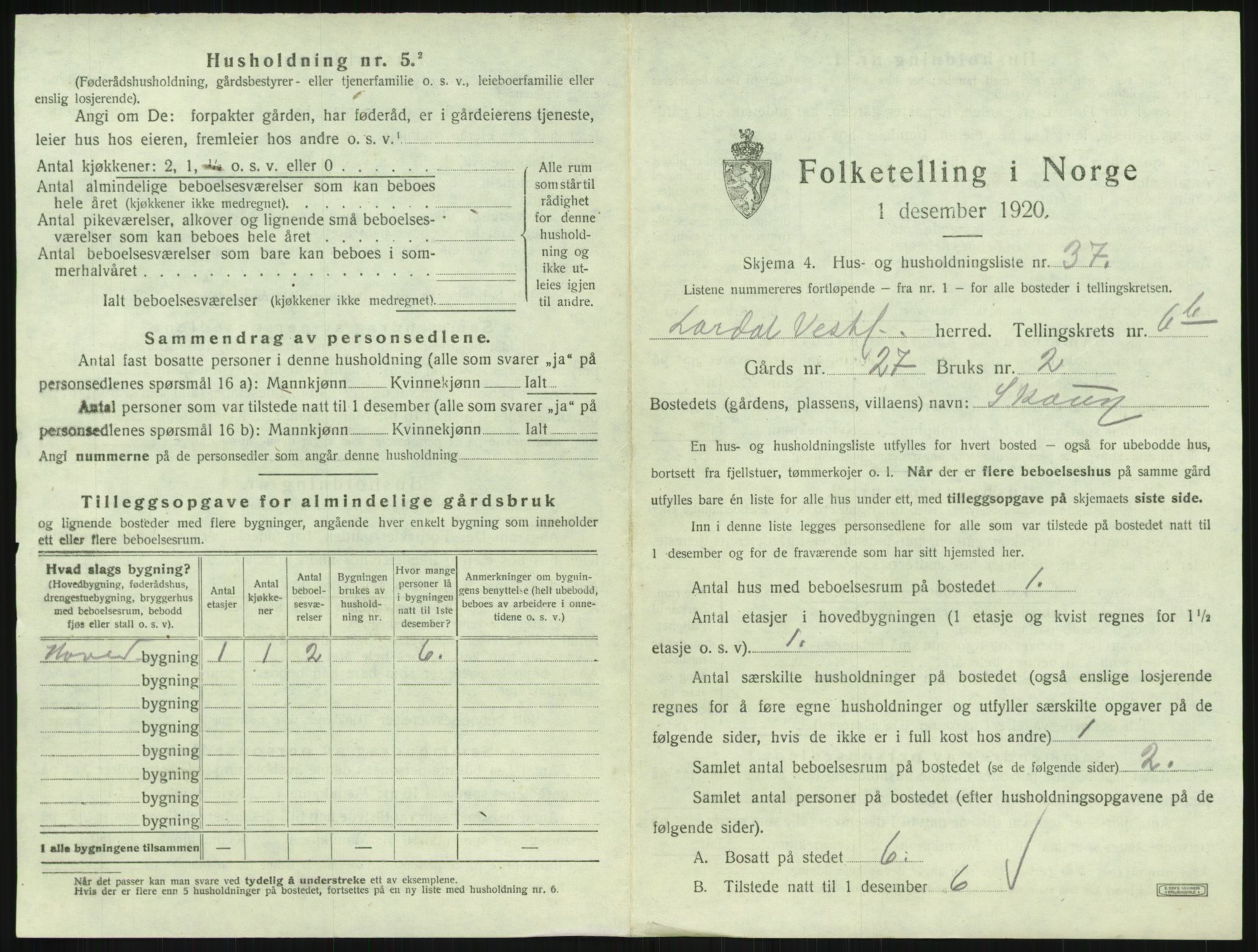 SAKO, 1920 census for Lardal, 1920, p. 993