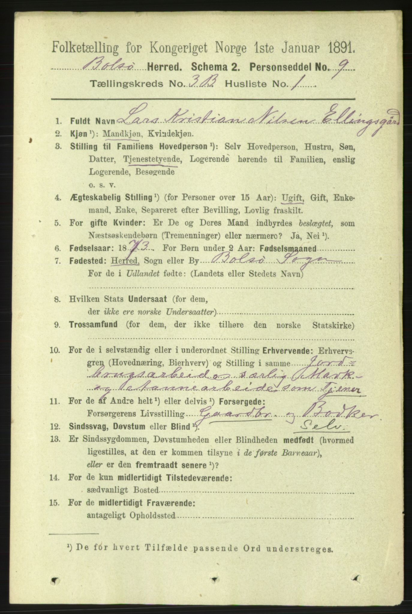 RA, 1891 census for 1544 Bolsøy, 1891, p. 2097