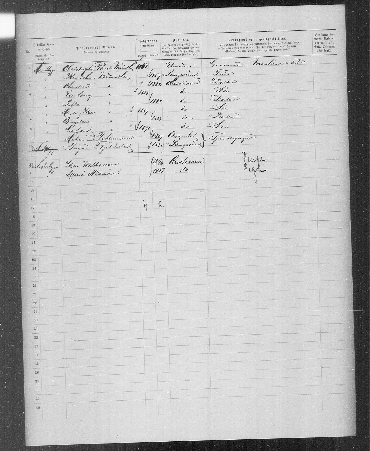 OBA, Municipal Census 1899 for Kristiania, 1899, p. 3147