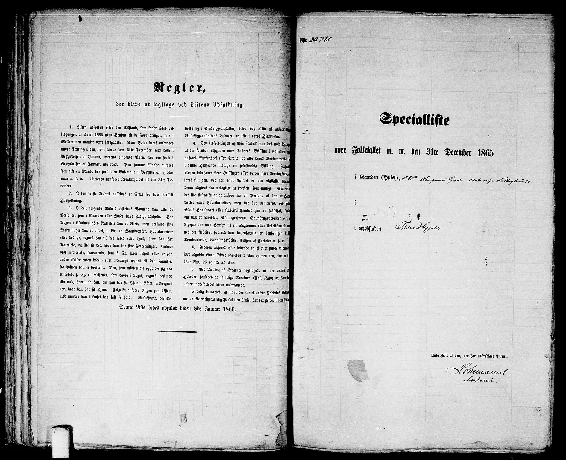 RA, 1865 census for Trondheim, 1865, p. 1629