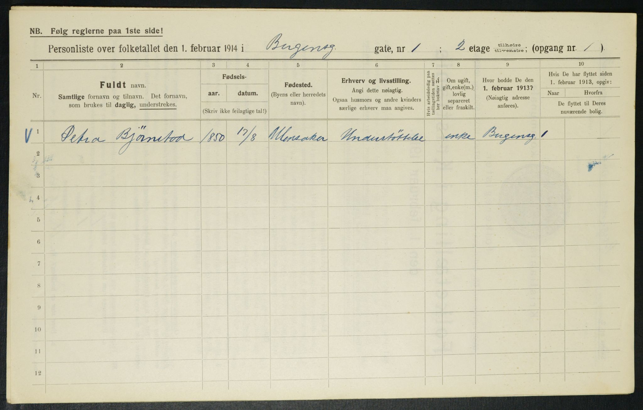 OBA, Municipal Census 1914 for Kristiania, 1914, p. 3704