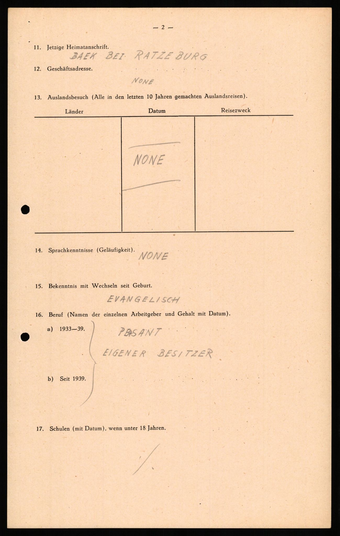 Forsvaret, Forsvarets overkommando II, AV/RA-RAFA-3915/D/Db/L0021: CI Questionaires. Tyske okkupasjonsstyrker i Norge. Tyskere., 1945-1946, p. 303