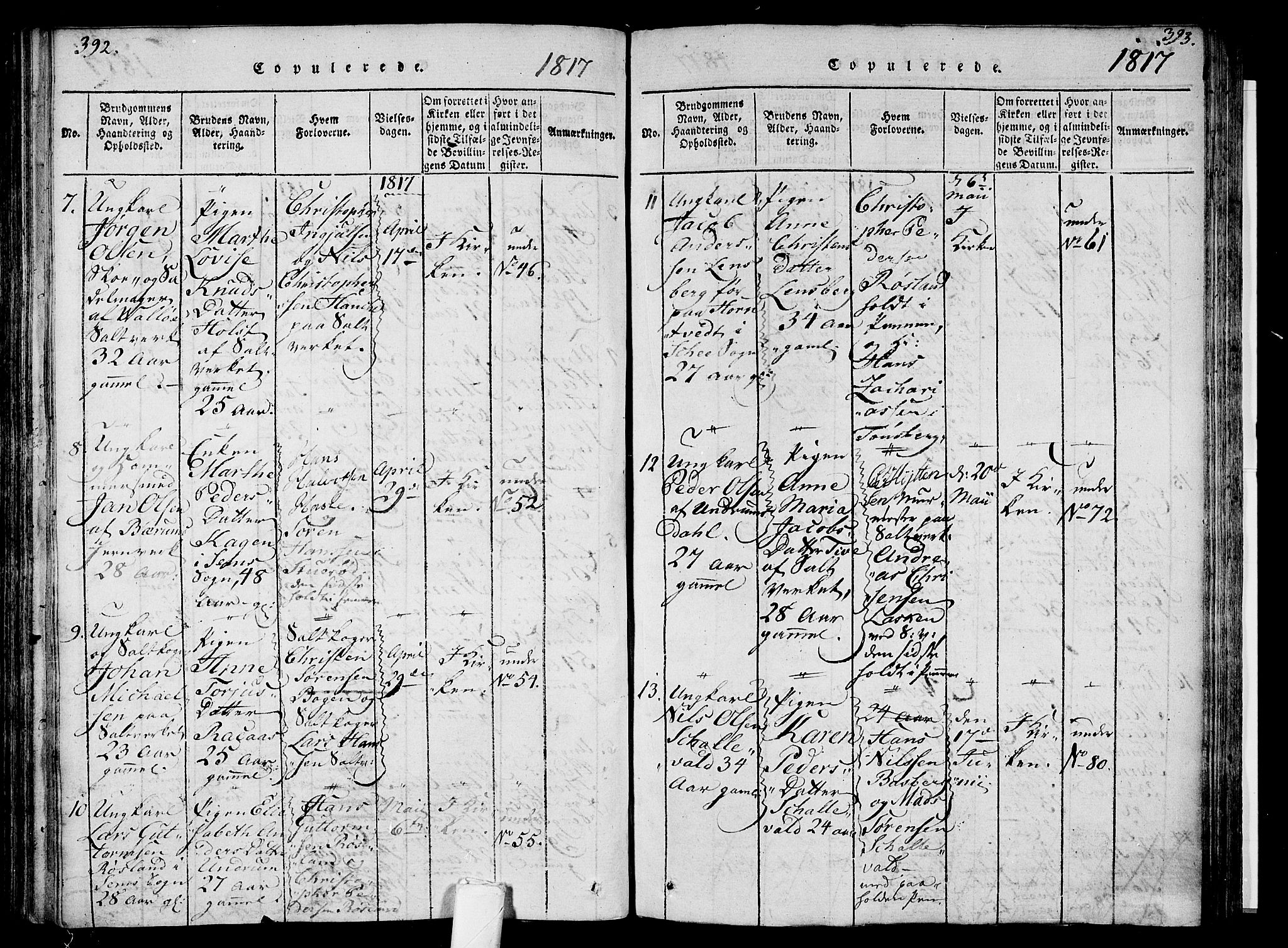 Sem kirkebøker, AV/SAKO-A-5/F/Fa/L0004: Parish register (official) no. I 4, 1814-1825, p. 392-393