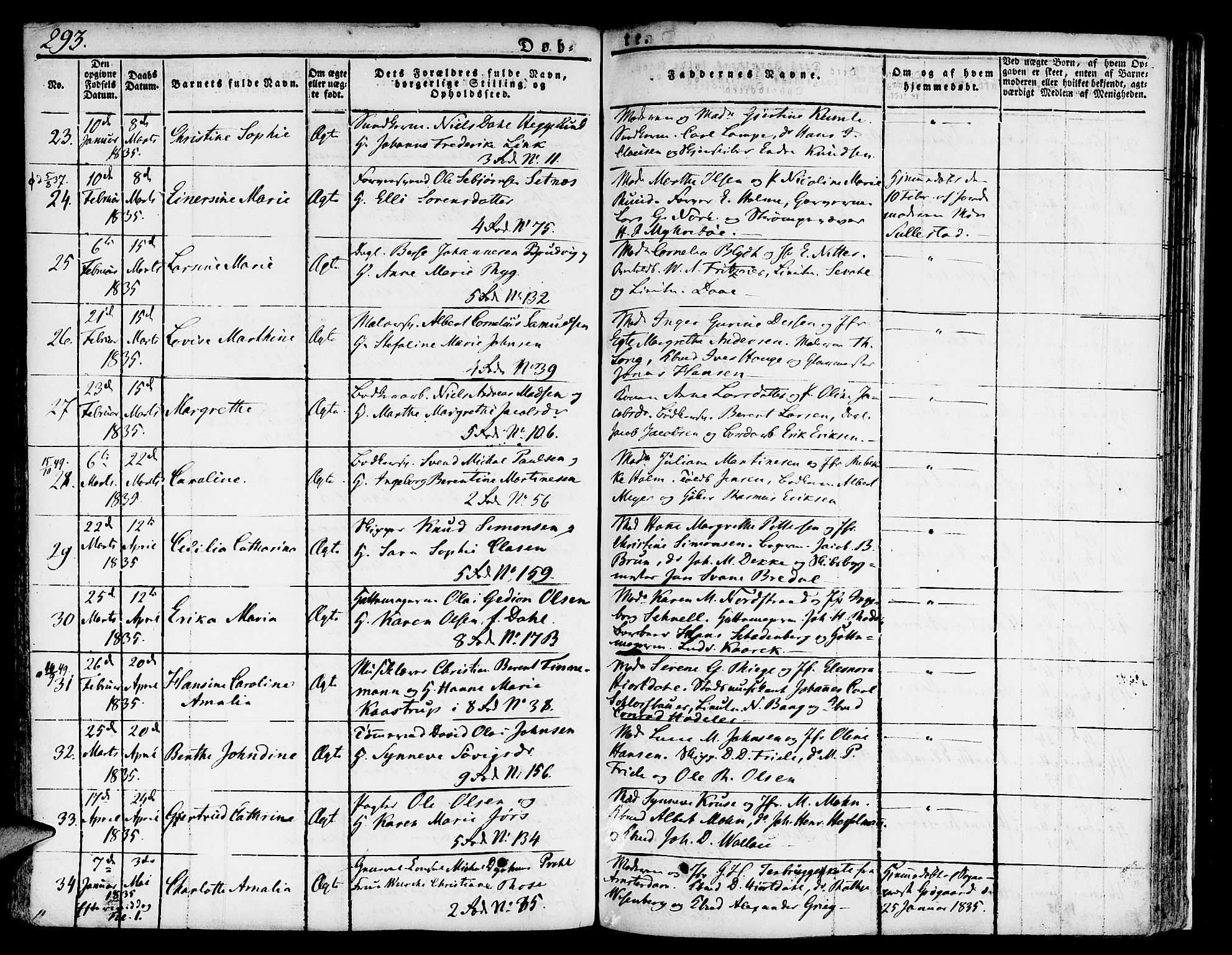 Nykirken Sokneprestembete, SAB/A-77101/H/Hab: Parish register (copy) no. A 5I, 1821-1841, p. 293
