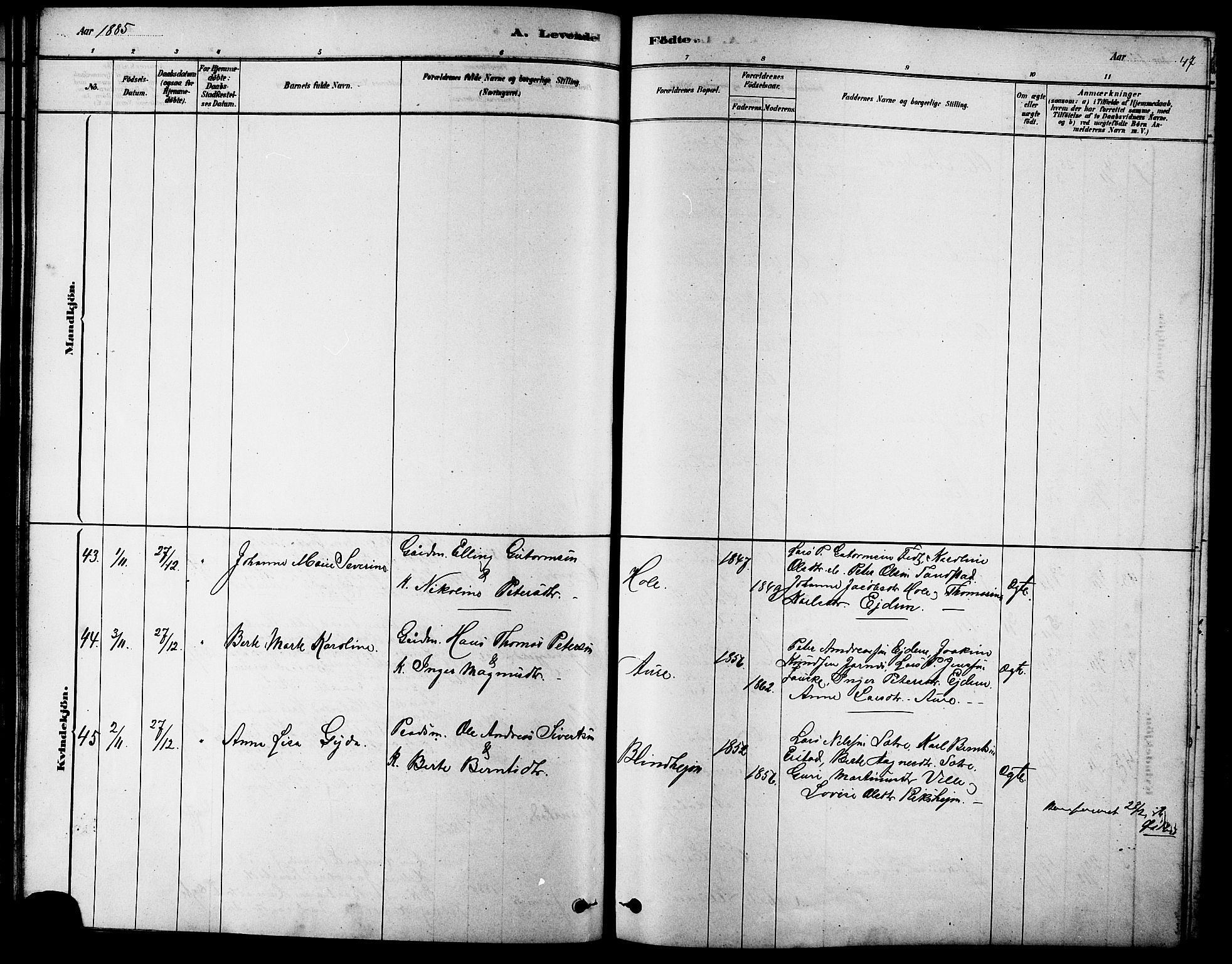 Ministerialprotokoller, klokkerbøker og fødselsregistre - Møre og Romsdal, AV/SAT-A-1454/523/L0339: Parish register (copy) no. 523C02, 1878-1891, p. 47