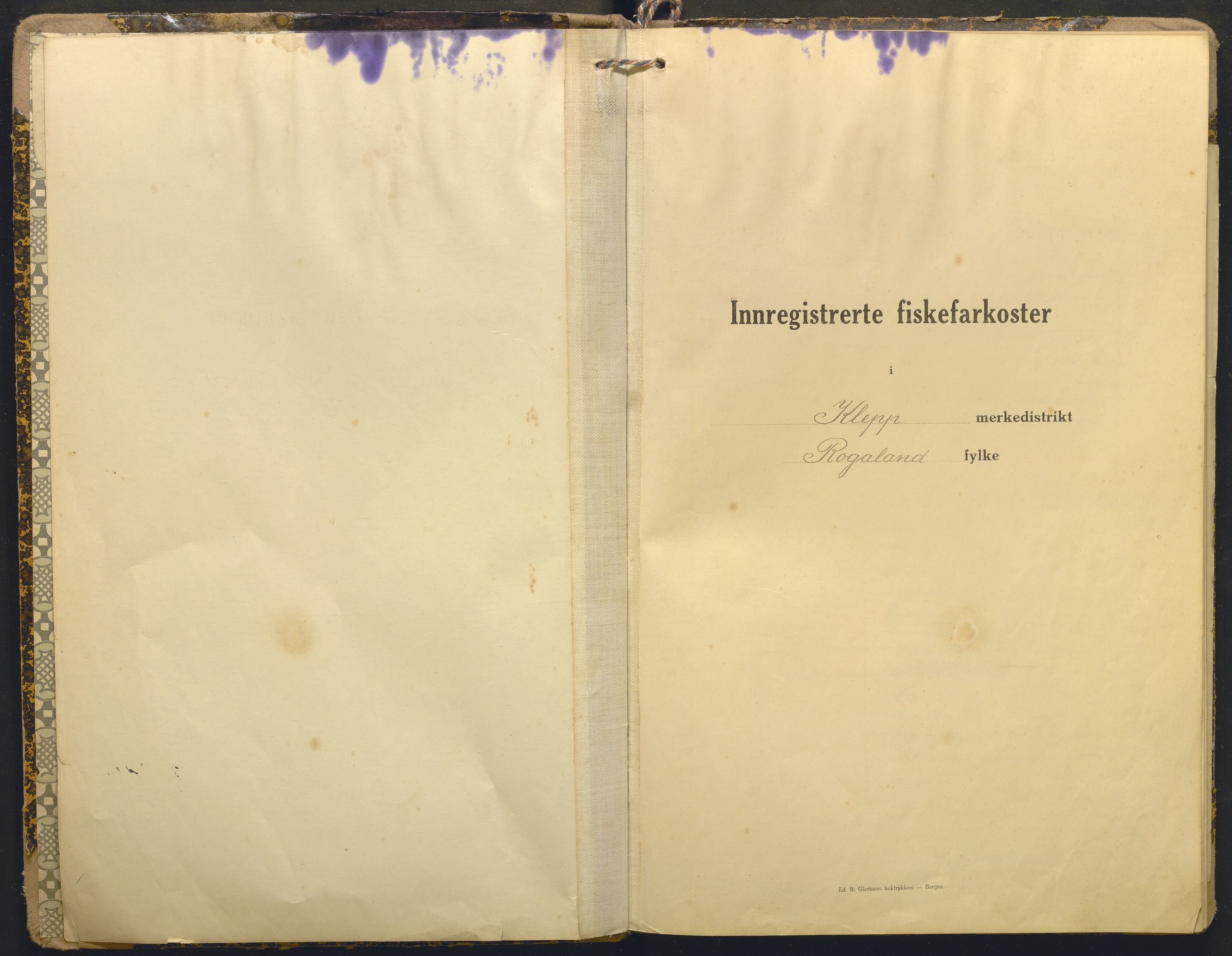 Fiskeridirektoratet - 1 Adm. ledelse - 13 Båtkontoret, AV/SAB-A-2003/I/Ia/Iai/L0056: 135.0921/1 Merkeprotokoll - Klepp, 1920-1943