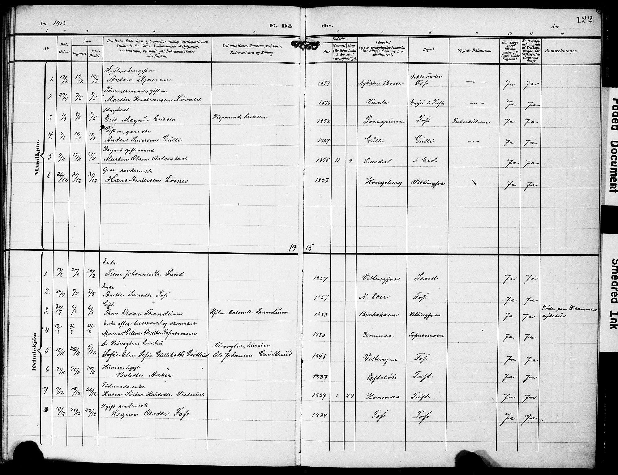 Sandsvær kirkebøker, AV/SAKO-A-244/G/Gc/L0001: Parish register (copy) no. III 1, 1878-1928, p. 122