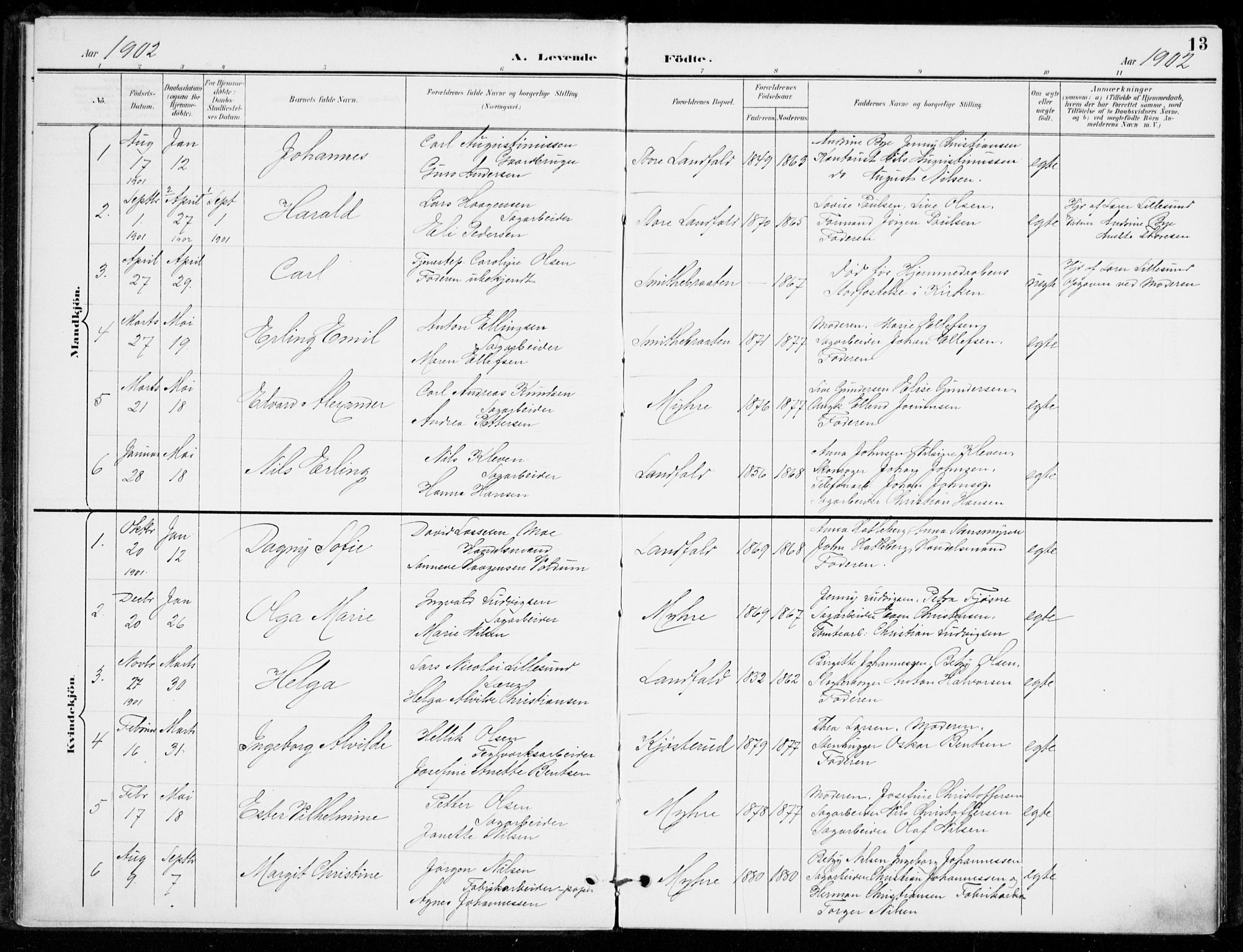 Åssiden kirkebøker, SAKO/A-251/F/Fa/L0002: Parish register (official) no. 2, 1896-1916, p. 13