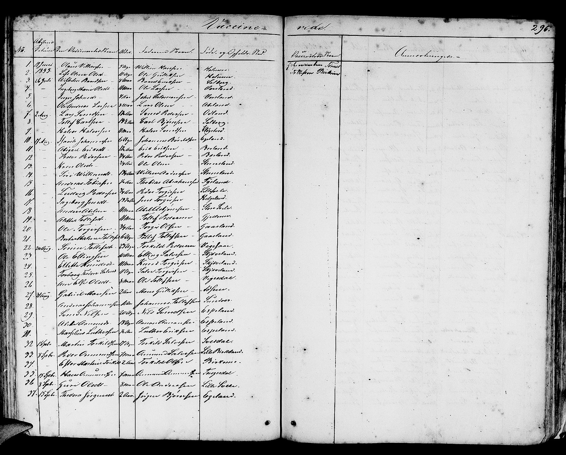 Helleland sokneprestkontor, SAST/A-101810: Parish register (copy) no. B 3, 1847-1886, p. 296
