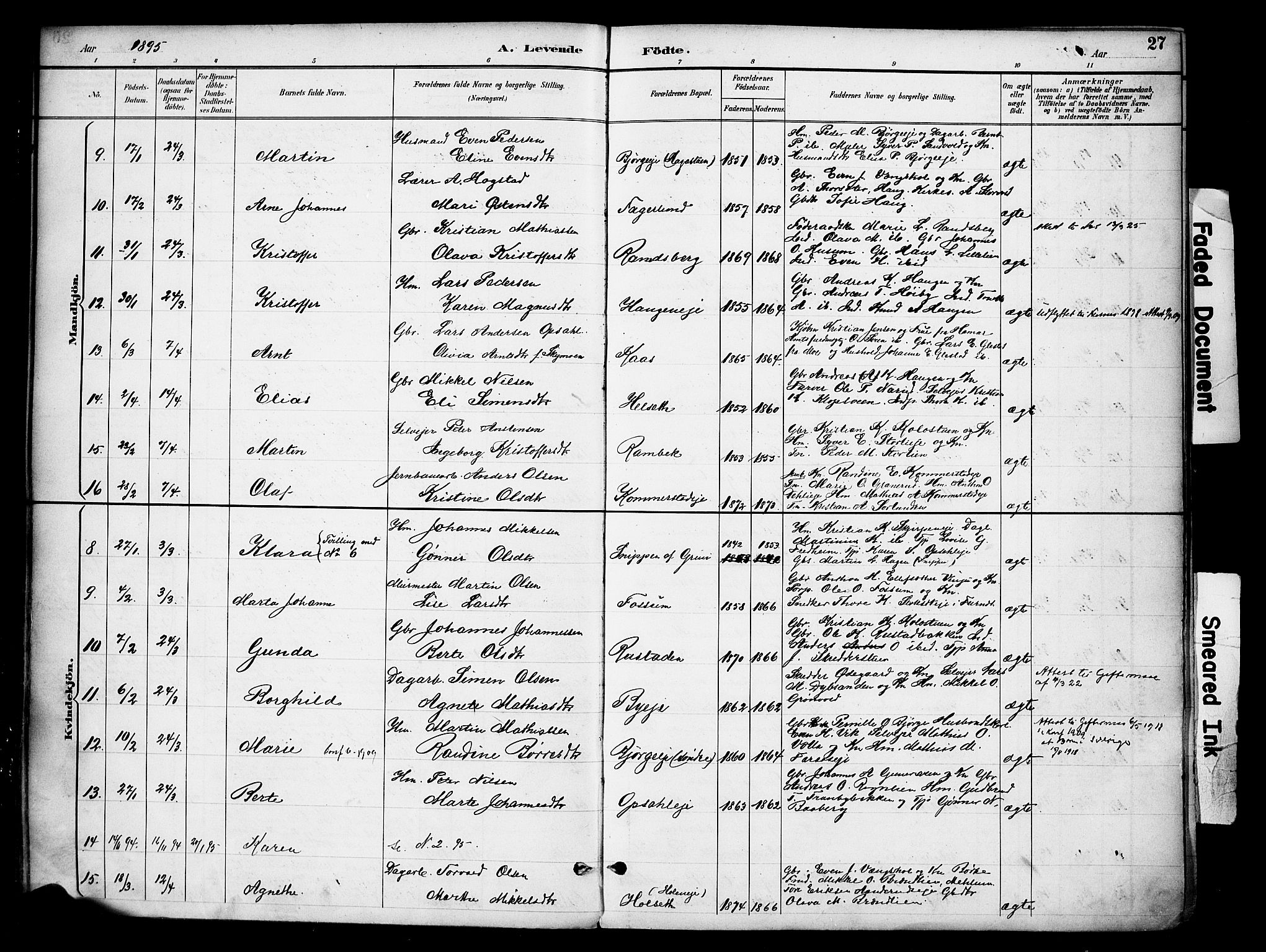 Ringsaker prestekontor, SAH/PREST-014/K/Ka/L0016: Parish register (official) no. 16, 1891-1904, p. 27