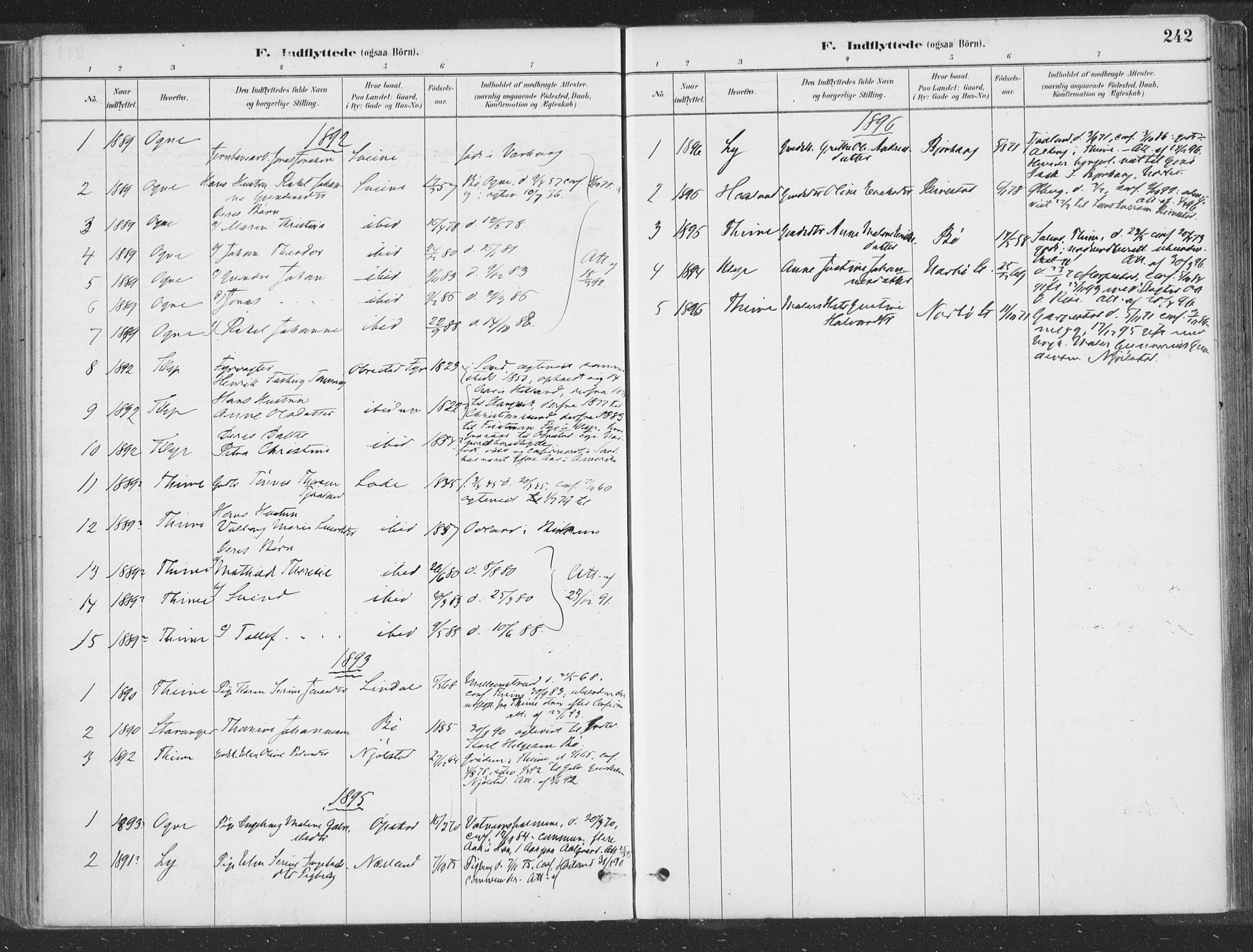 Hå sokneprestkontor, SAST/A-101801/001/30BA/L0010: Parish register (official) no. A 9, 1879-1896, p. 242