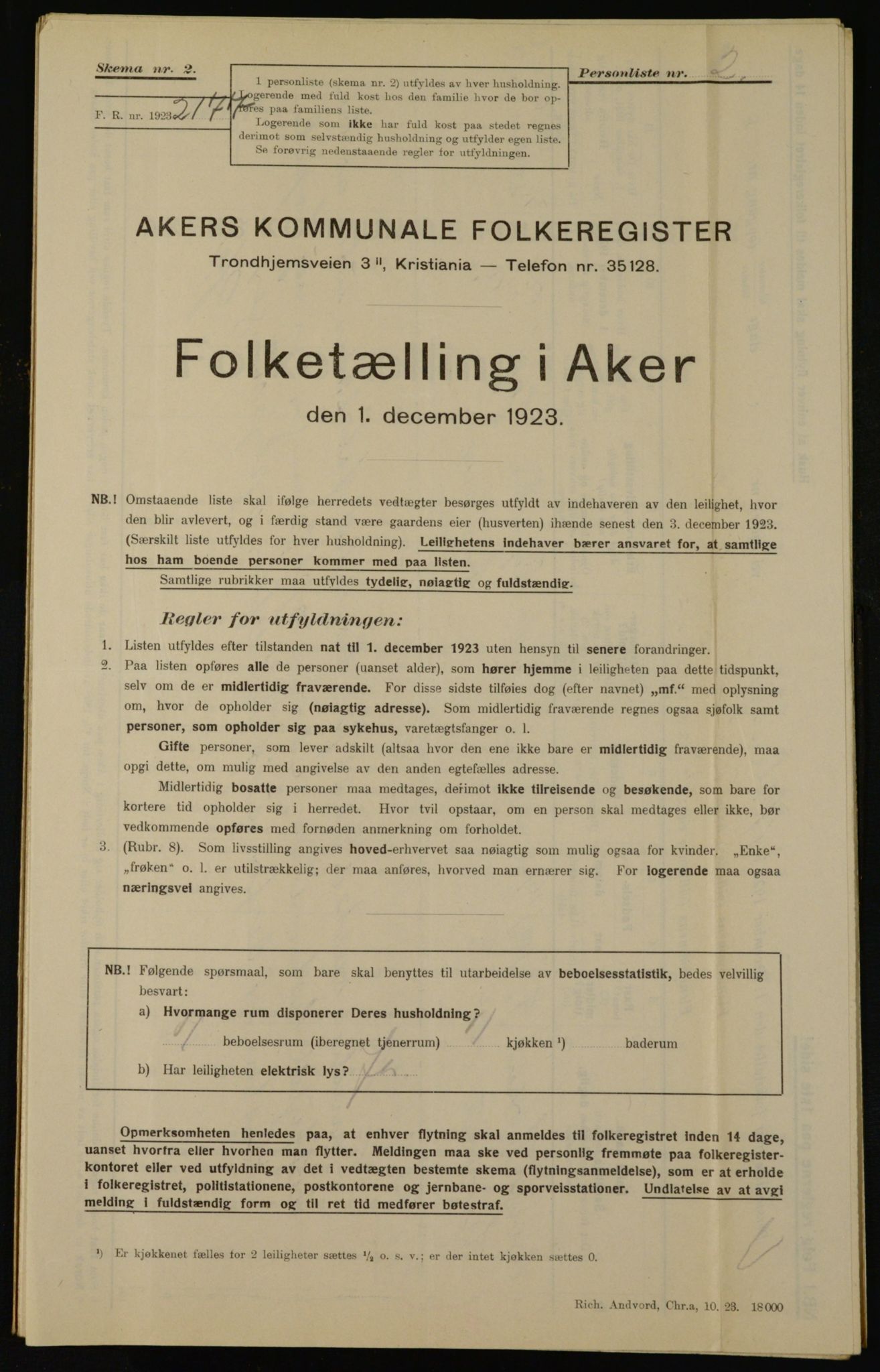 , Municipal Census 1923 for Aker, 1923, p. 36379