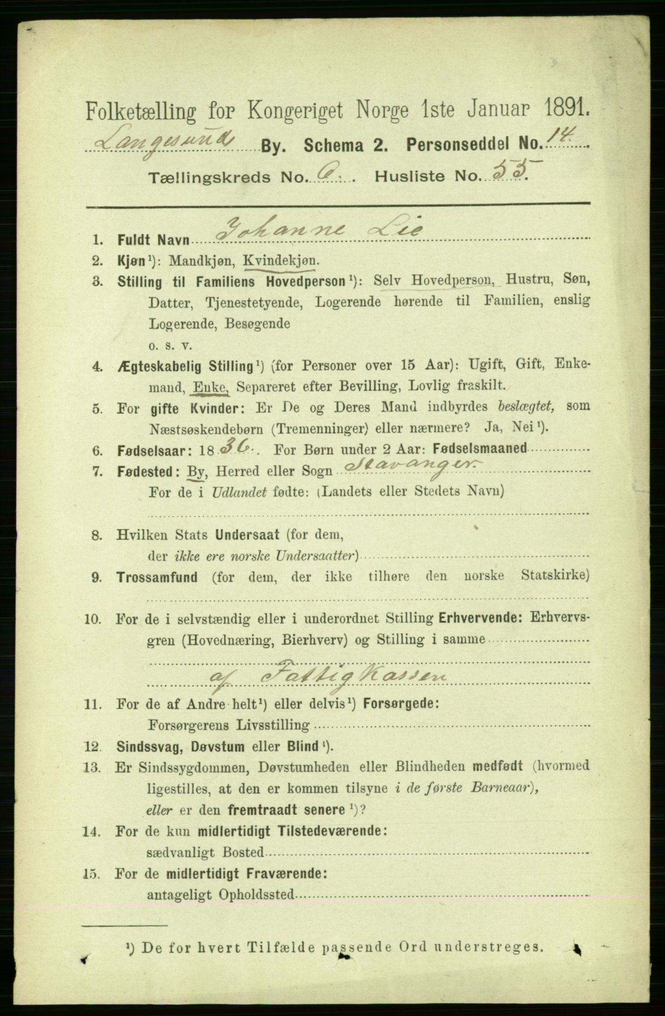 RA, 1891 census for 0802 Langesund, 1891, p. 1791