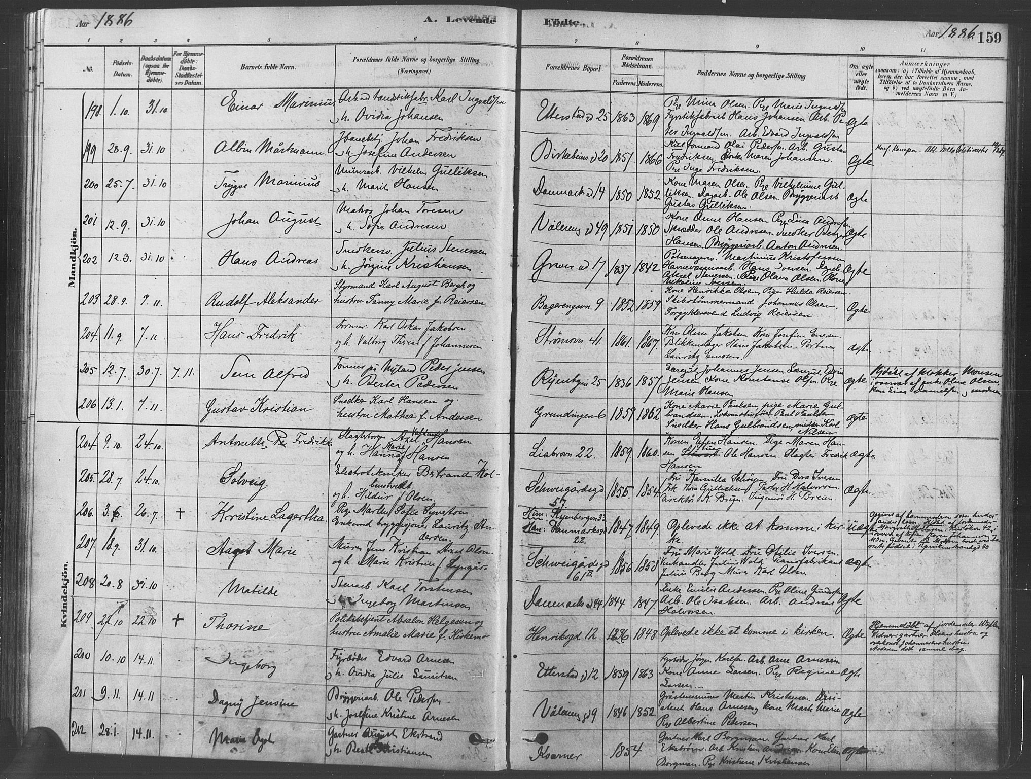Gamlebyen prestekontor Kirkebøker, SAO/A-10884/F/Fa/L0005: Parish register (official) no. 5, 1878-1889, p. 159