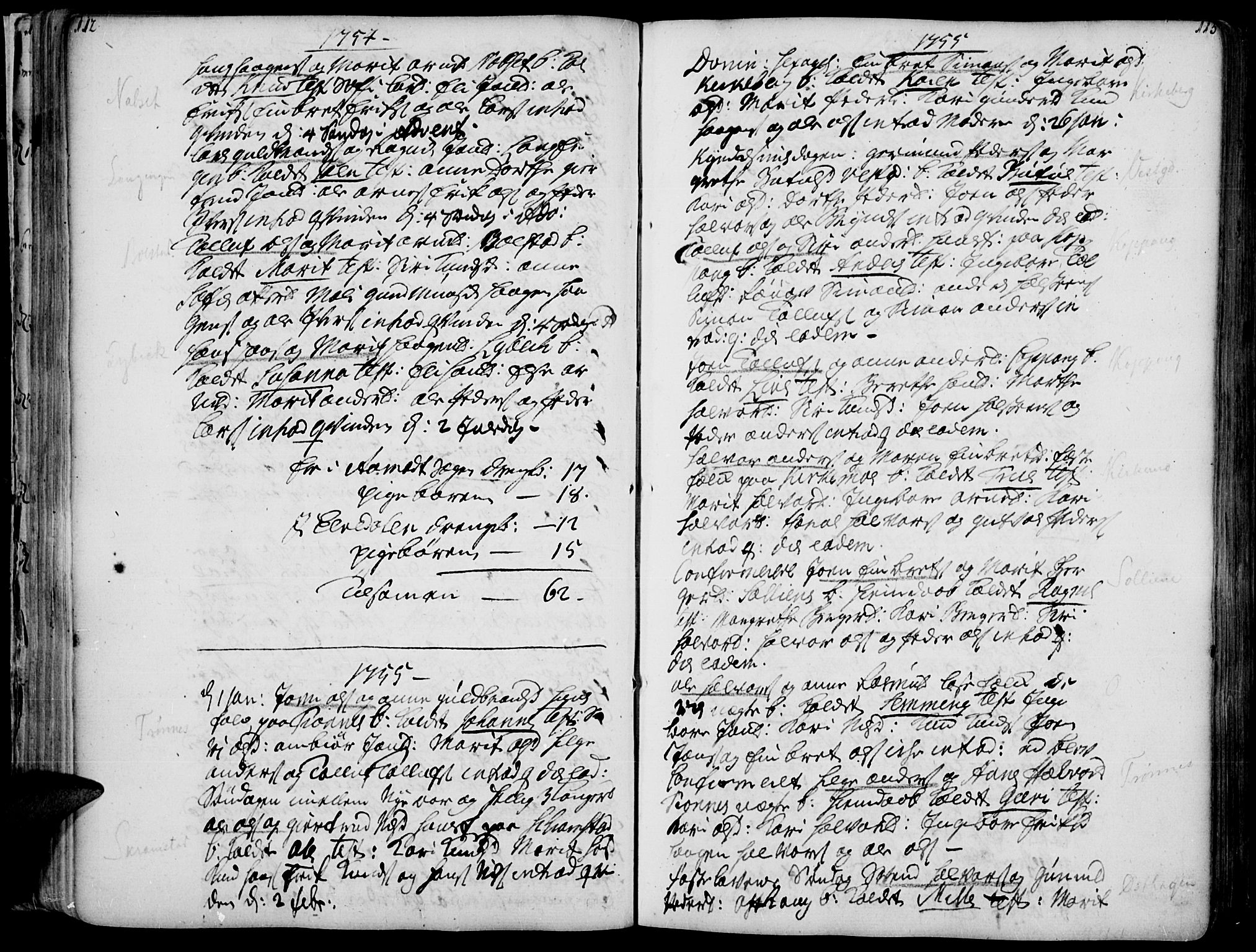 Åmot prestekontor, Hedmark, SAH/PREST-056/H/Ha/Haa/L0002: Parish register (official) no. 2, 1734-1779, p. 112-113