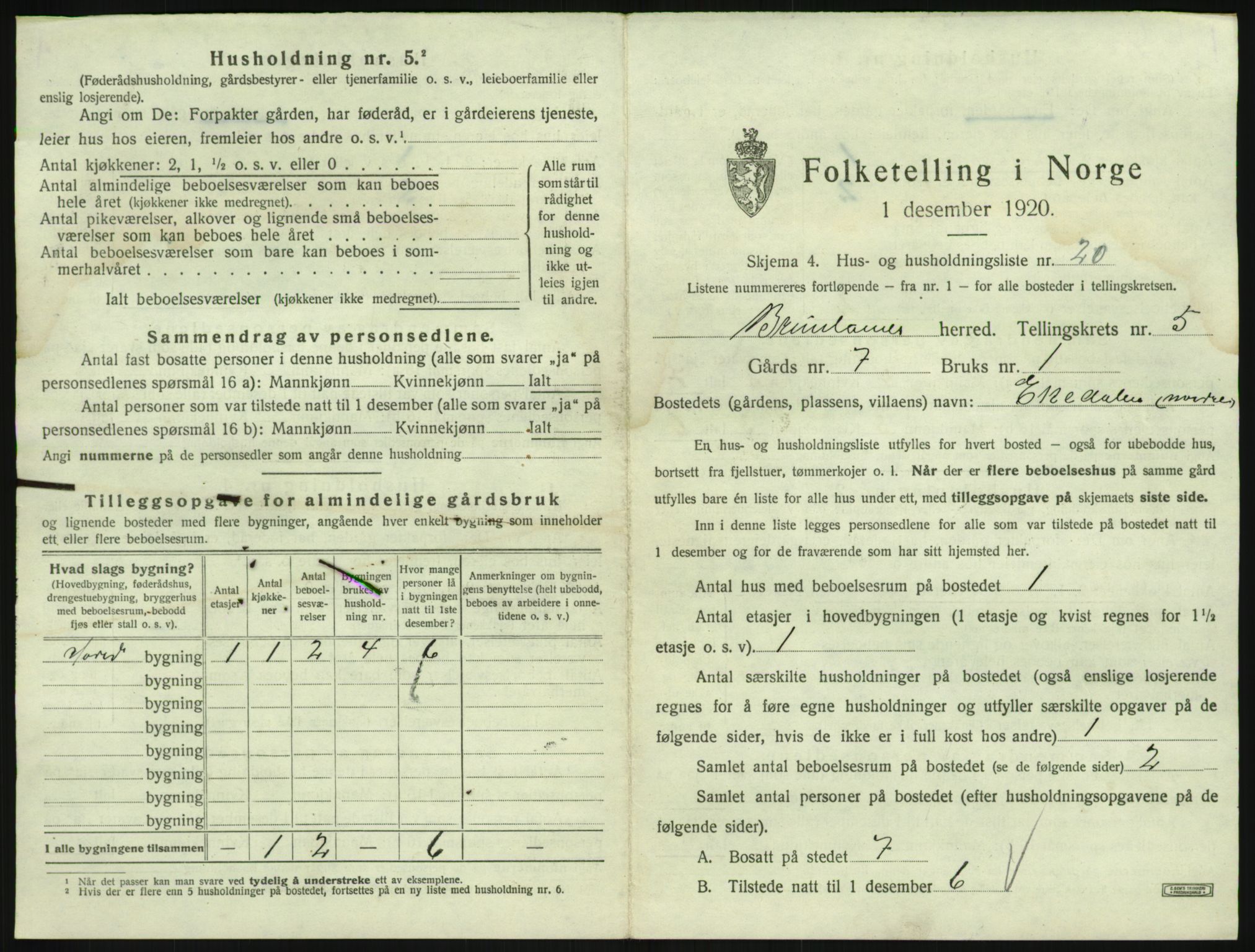 SAKO, 1920 census for Brunlanes, 1920, p. 859