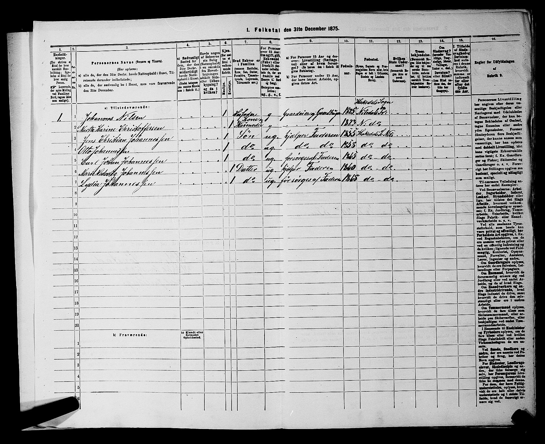 RA, 1875 census for 0233P Nittedal, 1875, p. 756