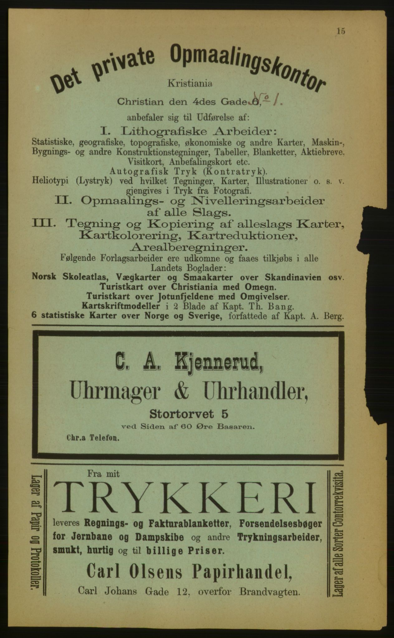 Kristiania/Oslo adressebok, PUBL/-, 1883, p. 15