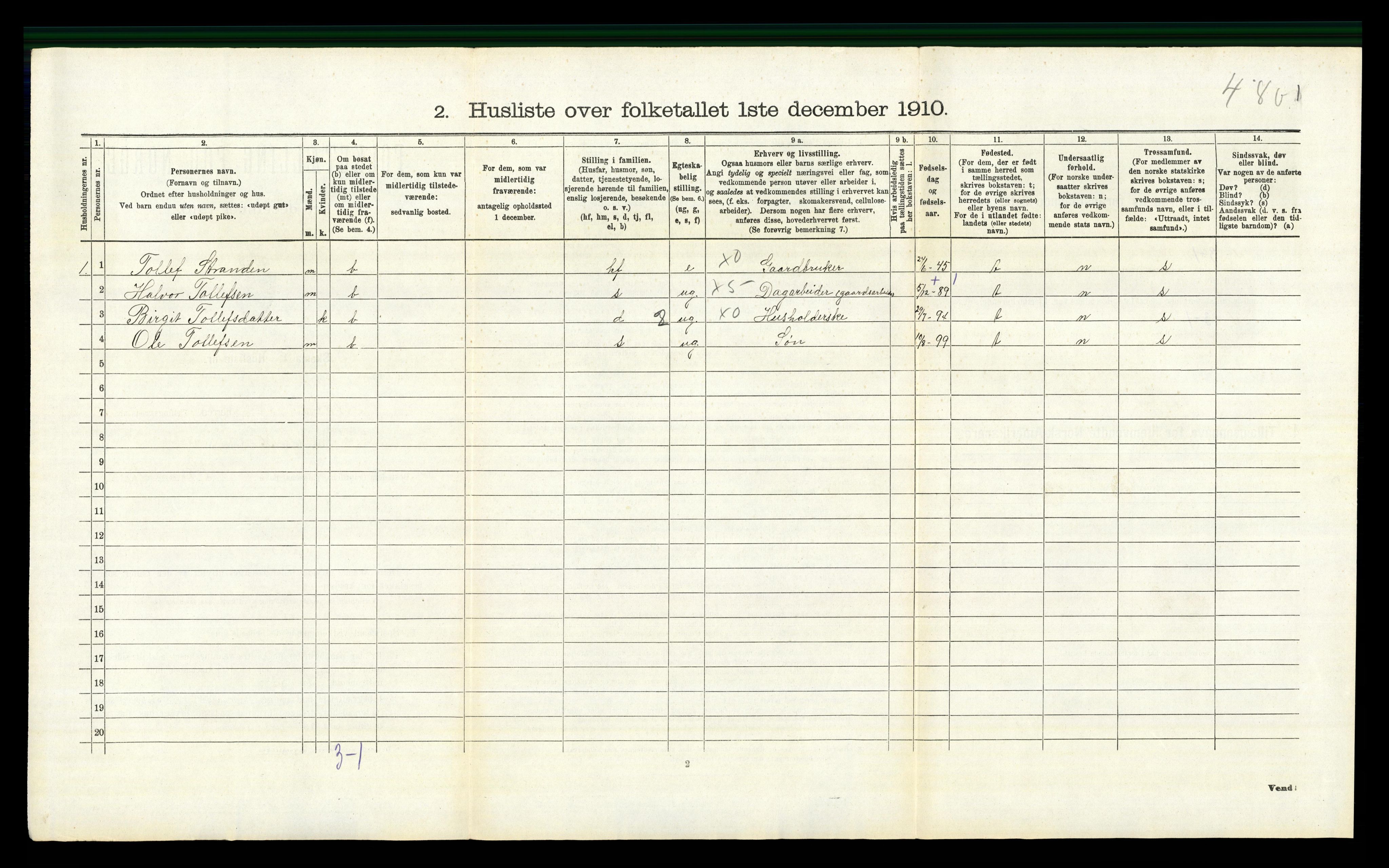 RA, 1910 census for Ål, 1910, p. 502