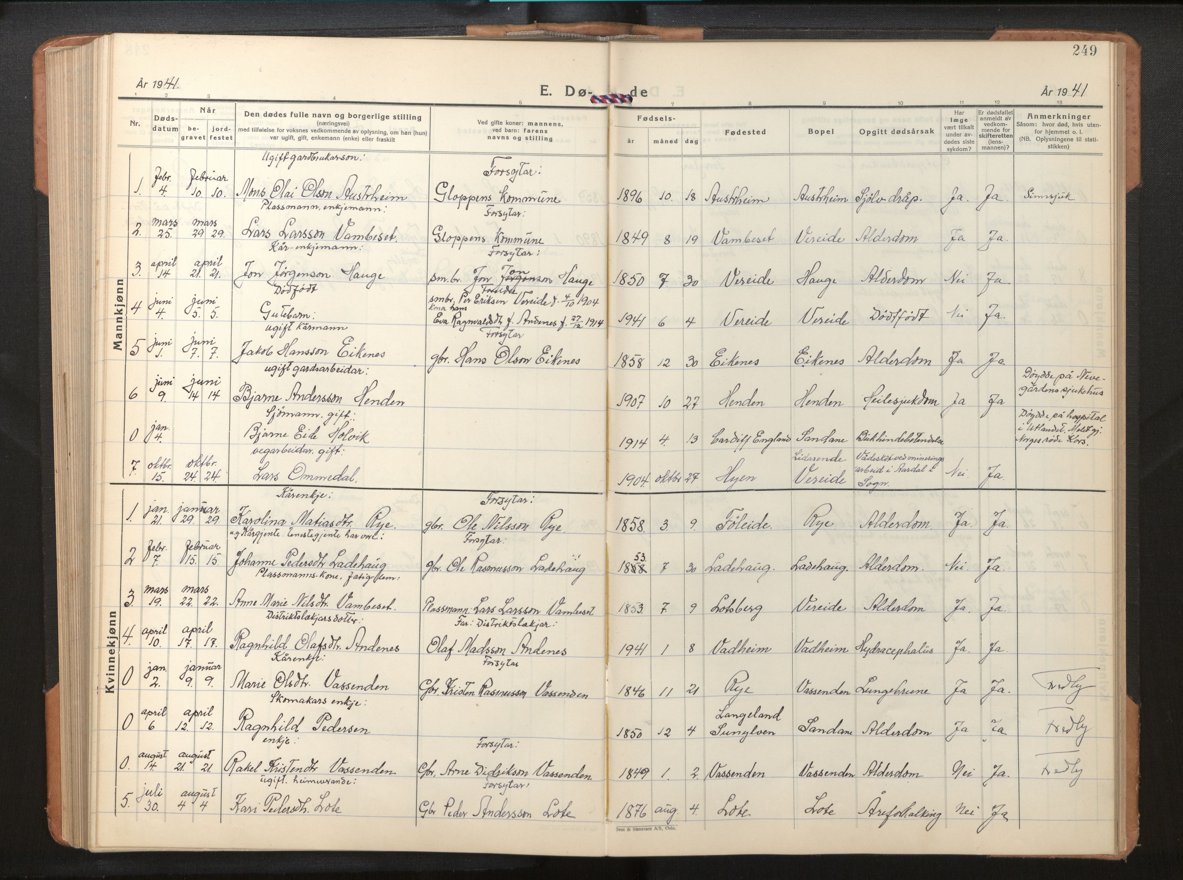 Gloppen sokneprestembete, AV/SAB-A-80101/H/Hab/Habb/L0005: Parish register (copy) no. B 5, 1931-1953, p. 248b-249a