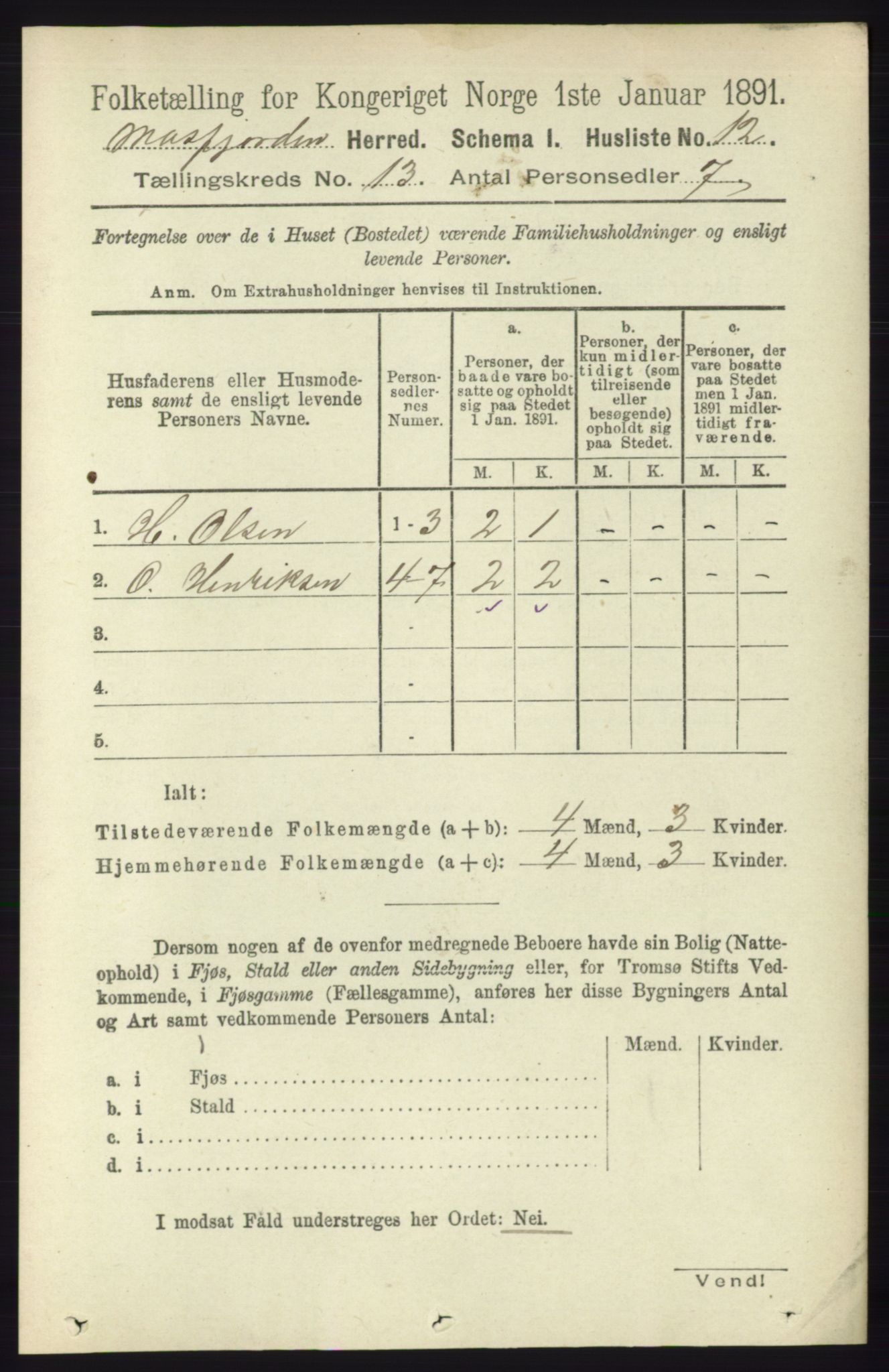 RA, 1891 census for 1266 Masfjorden, 1891, p. 2614