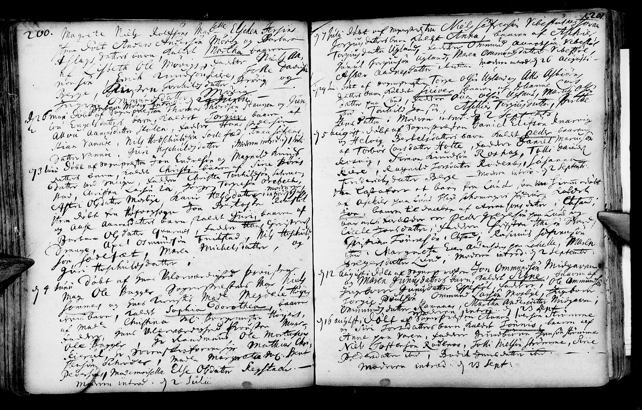 Oddernes sokneprestkontor, SAK/1111-0033/F/Fa/Faa/L0001: Parish register (official) no. A 1, 1692-1718, p. 200-201