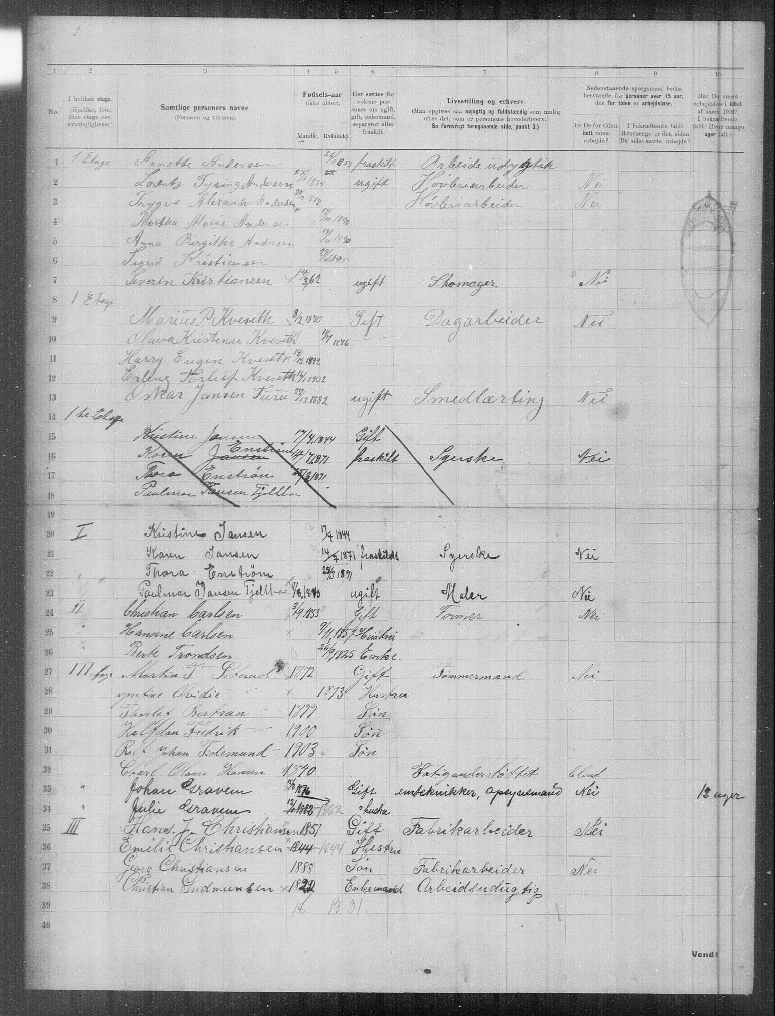 OBA, Municipal Census 1903 for Kristiania, 1903, p. 5158