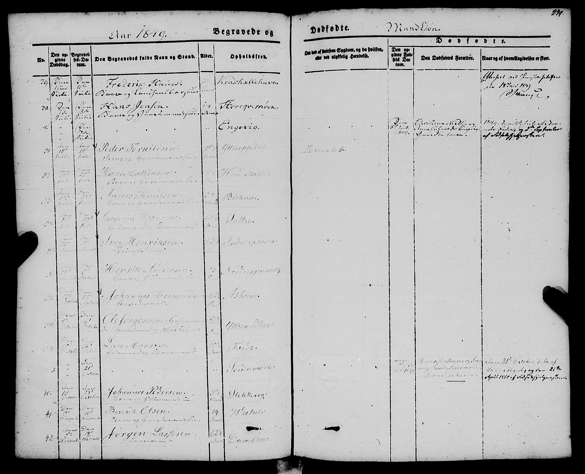 Gulen sokneprestembete, AV/SAB-A-80201/H/Haa/Haaa/L0021: Parish register (official) no. A 21, 1848-1858, p. 249