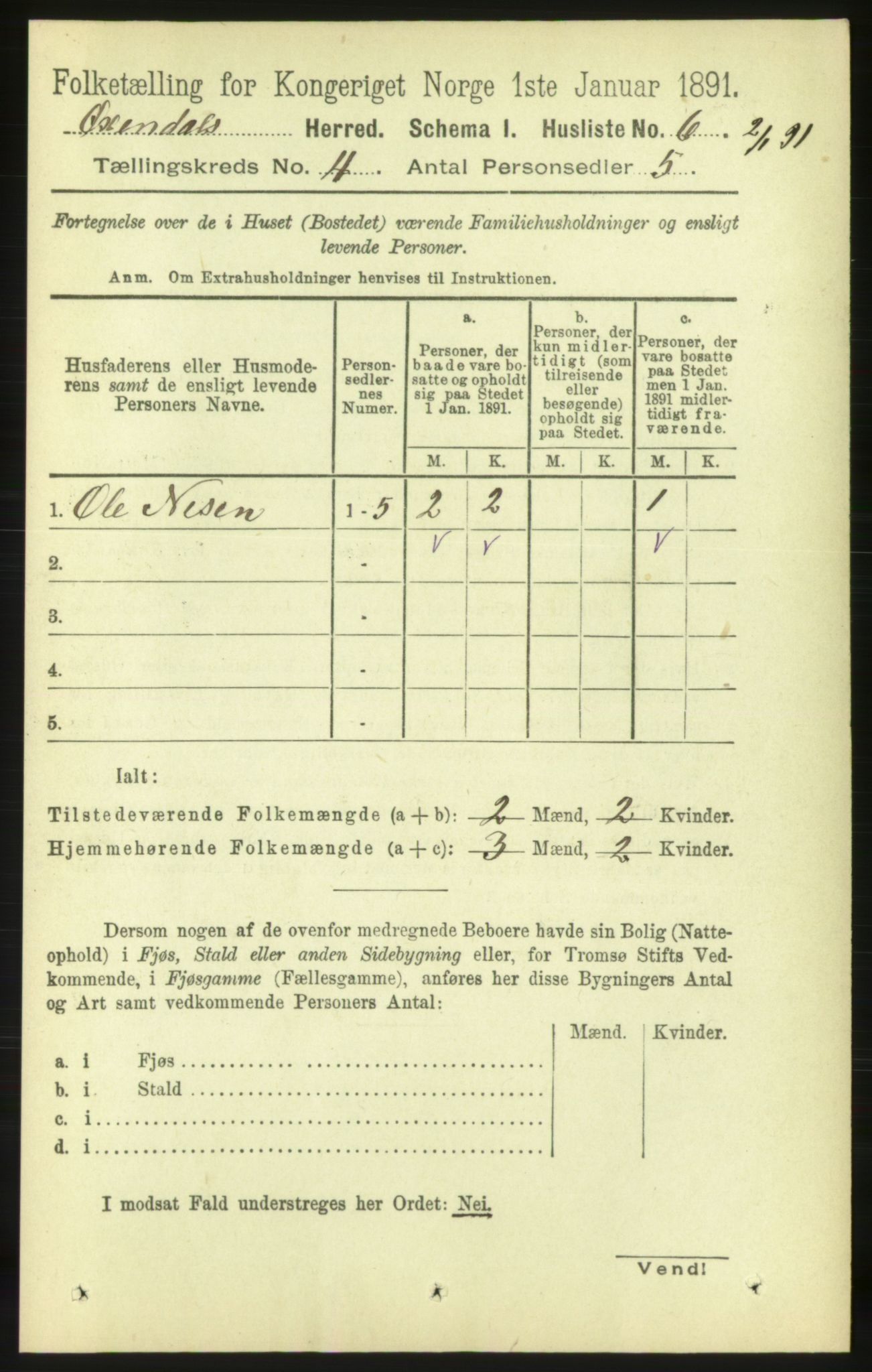 RA, 1891 census for 1561 Øksendal, 1891, p. 814