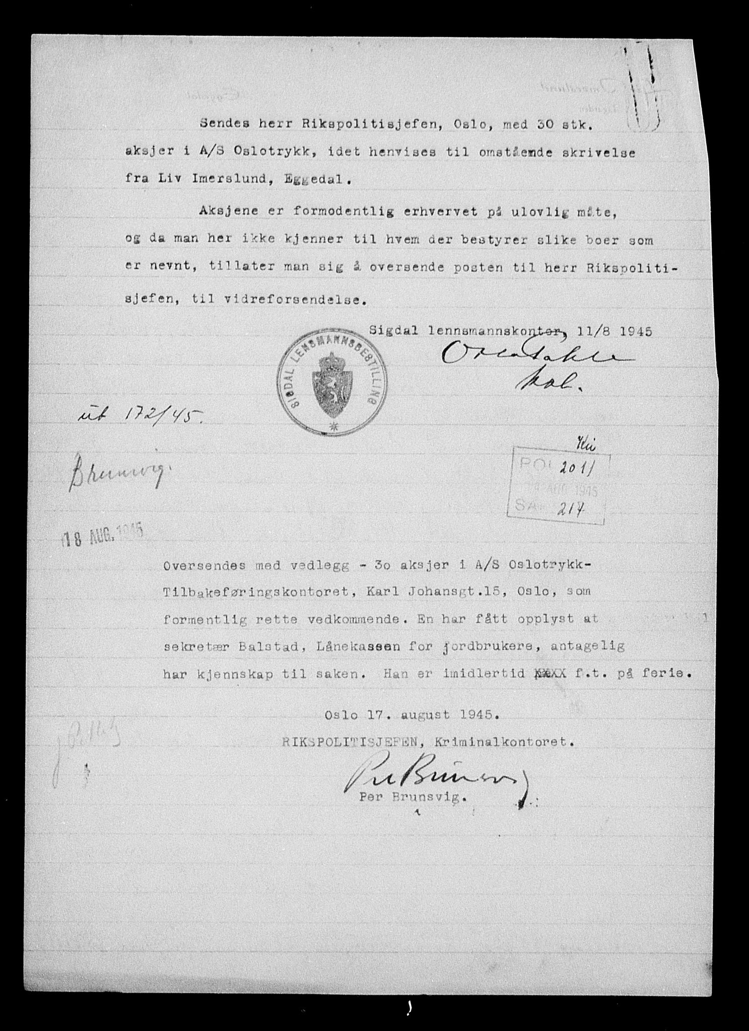 Justisdepartementet, Tilbakeføringskontoret for inndratte formuer, AV/RA-S-1564/H/Hc/Hcc/L0968: --, 1945-1947, p. 232