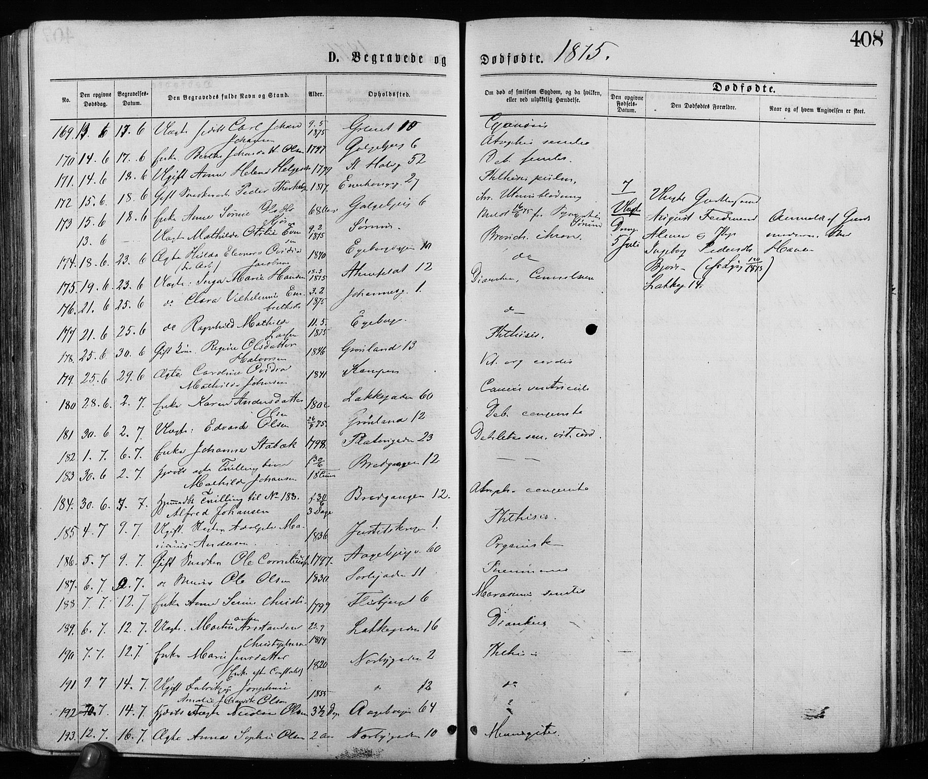 Grønland prestekontor Kirkebøker, SAO/A-10848/F/Fa/L0005: Parish register (official) no. 5, 1869-1880, p. 408