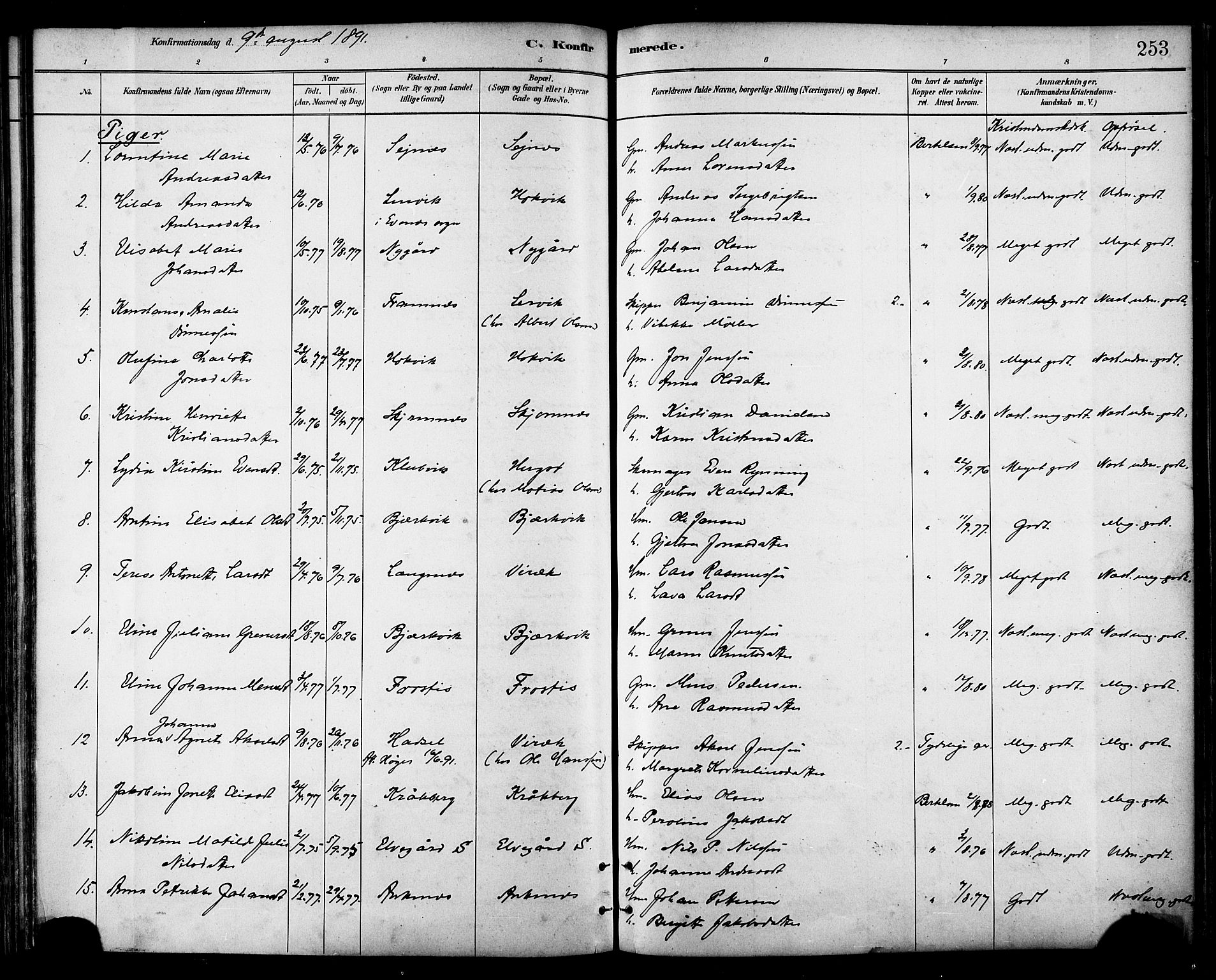 Ministerialprotokoller, klokkerbøker og fødselsregistre - Nordland, AV/SAT-A-1459/866/L0938: Parish register (official) no. 866A01, 1879-1893, p. 253