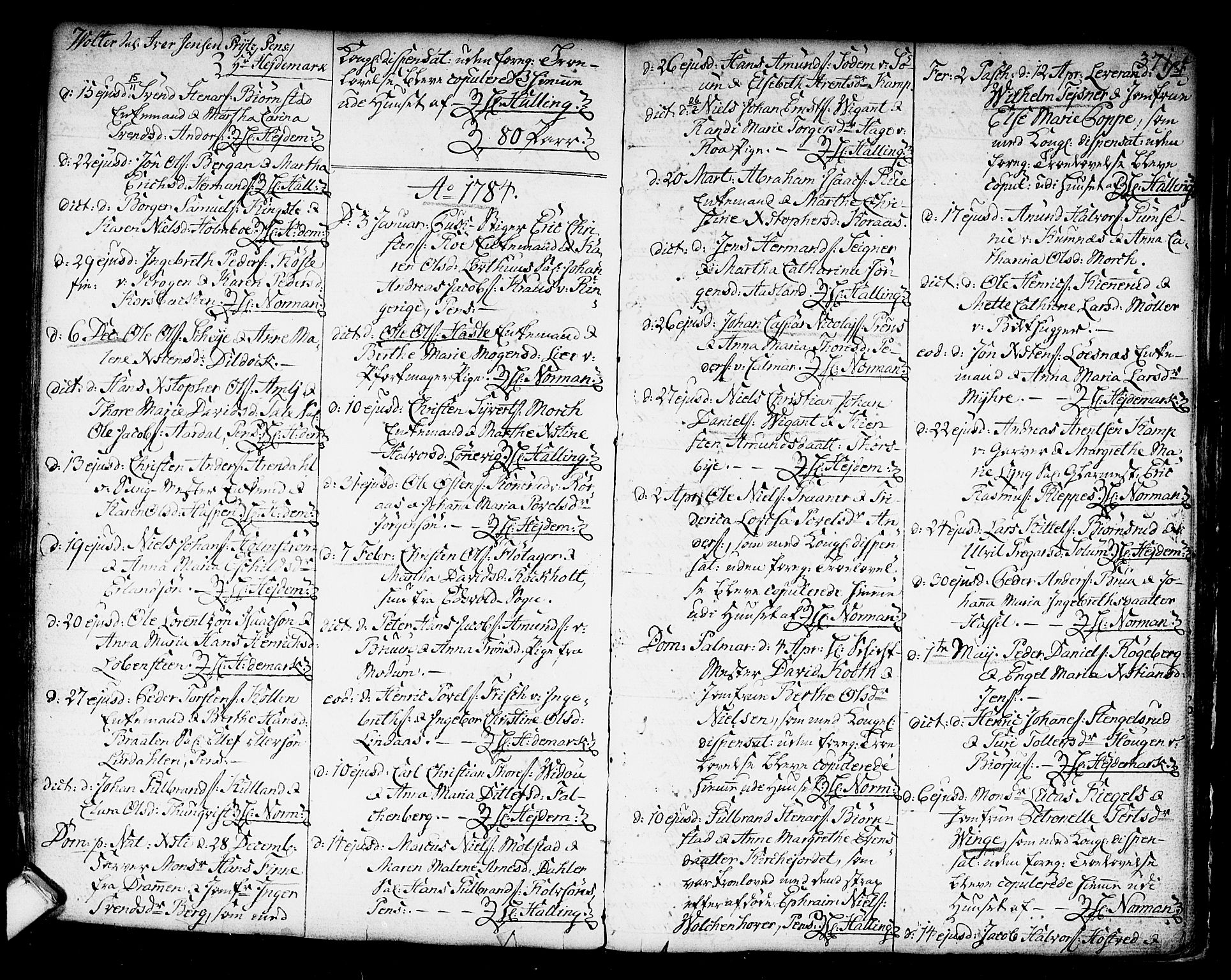Kongsberg kirkebøker, SAKO/A-22/F/Fa/L0006: Parish register (official) no. I 6, 1783-1797, p. 371