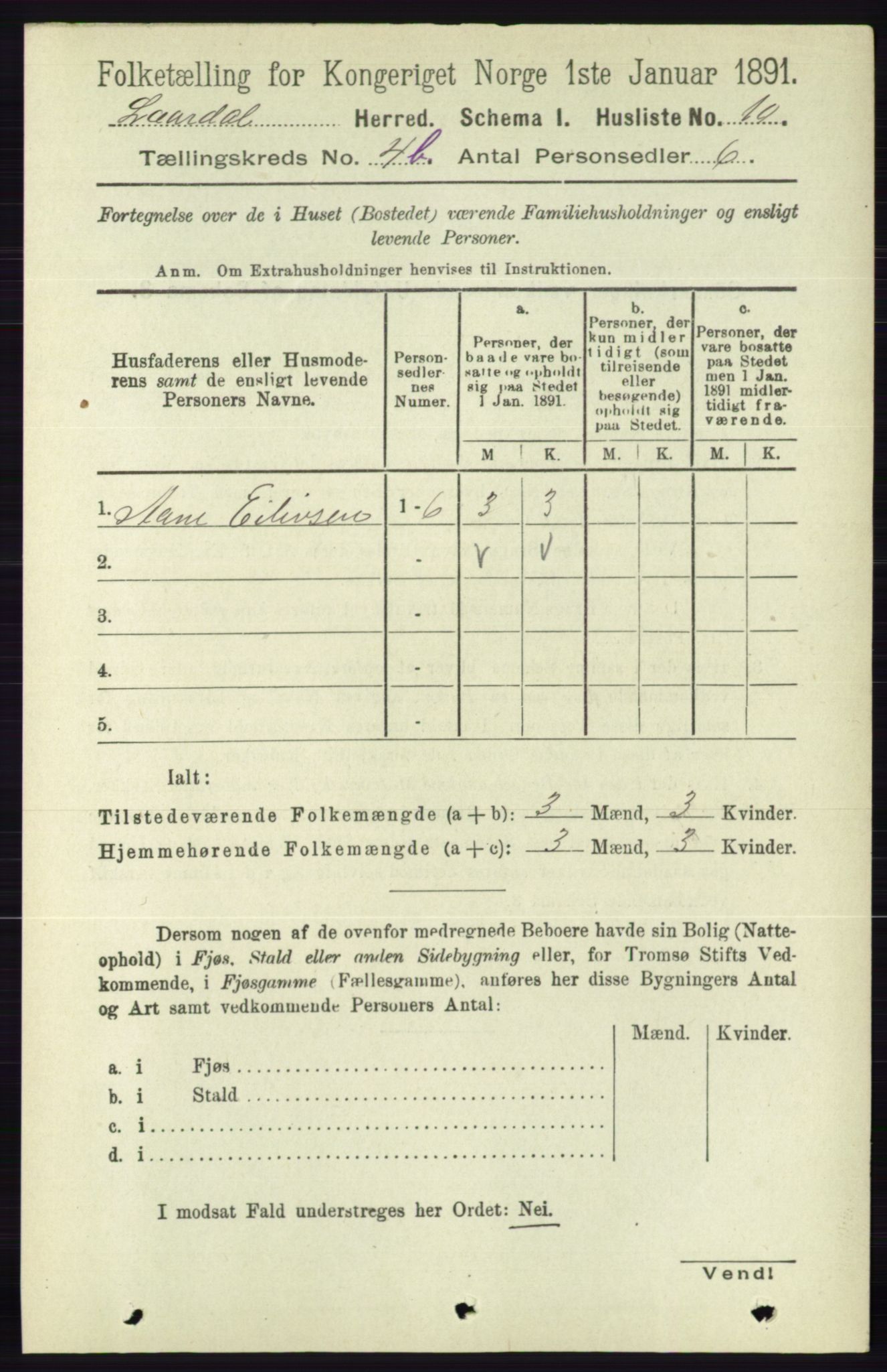 RA, 1891 census for 0833 Lårdal, 1891, p. 1167