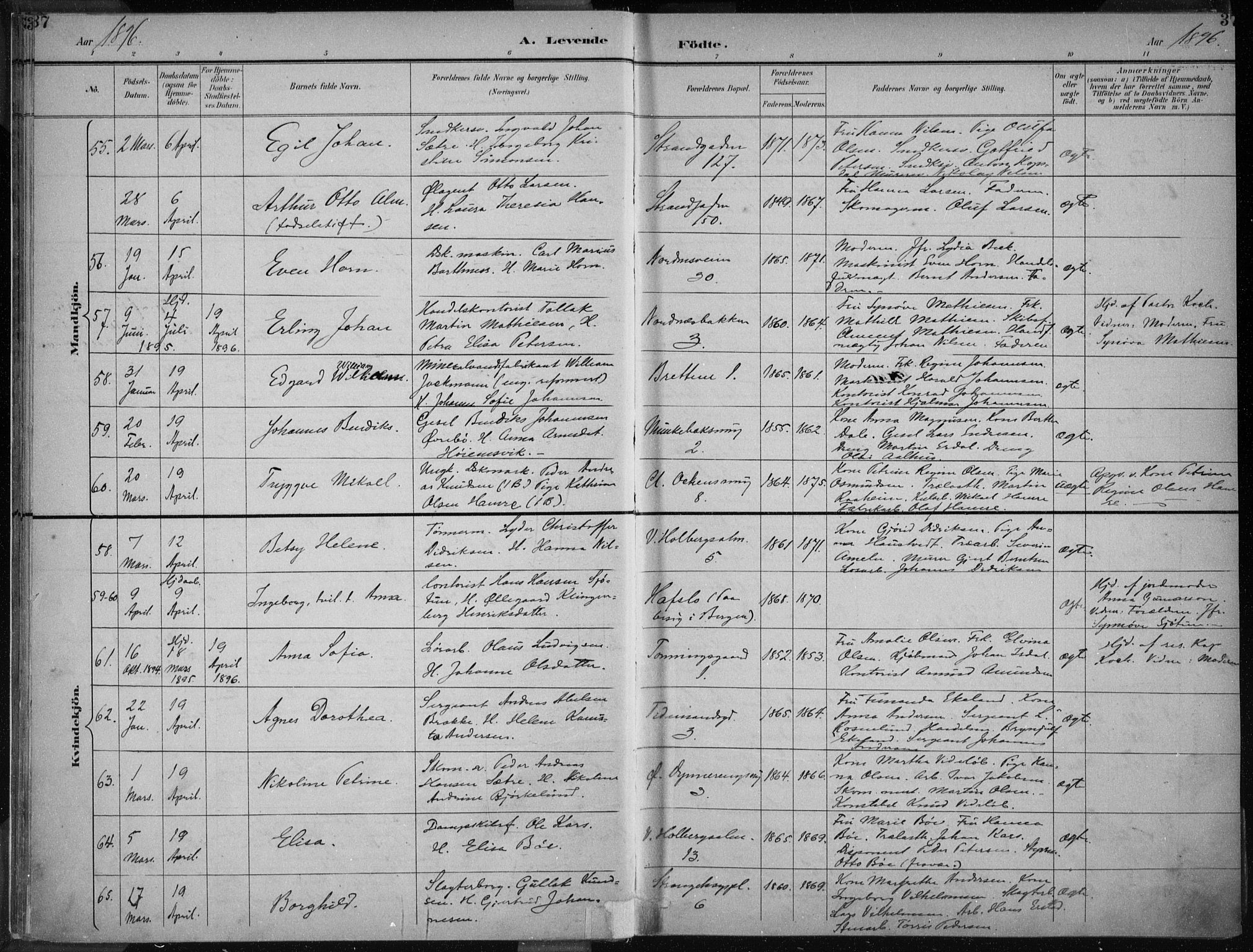 Nykirken Sokneprestembete, AV/SAB-A-77101/H/Haa/L0018: Parish register (official) no. B 6, 1895-1903, p. 37
