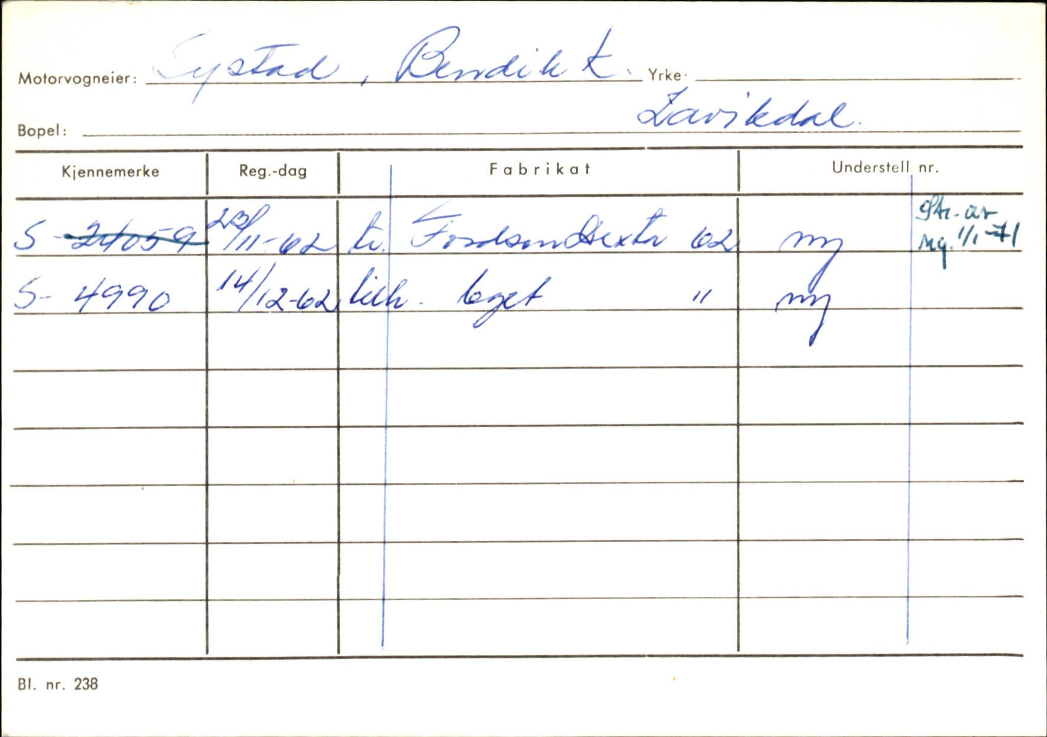 Statens vegvesen, Sogn og Fjordane vegkontor, SAB/A-5301/4/F/L0131: Eigarregister Høyanger P-Å. Stryn S-Å, 1945-1975, p. 475